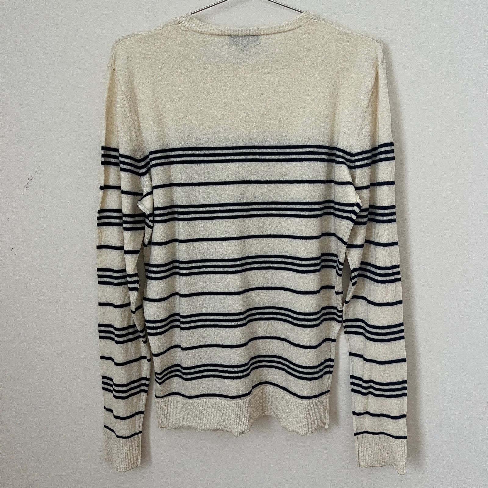 A.P.C. A.P.C. Womens Cream Black Stripe 100% Wool Sweater Size M Size M / US 6-8 / IT 42-44 - 2 Thumbnail