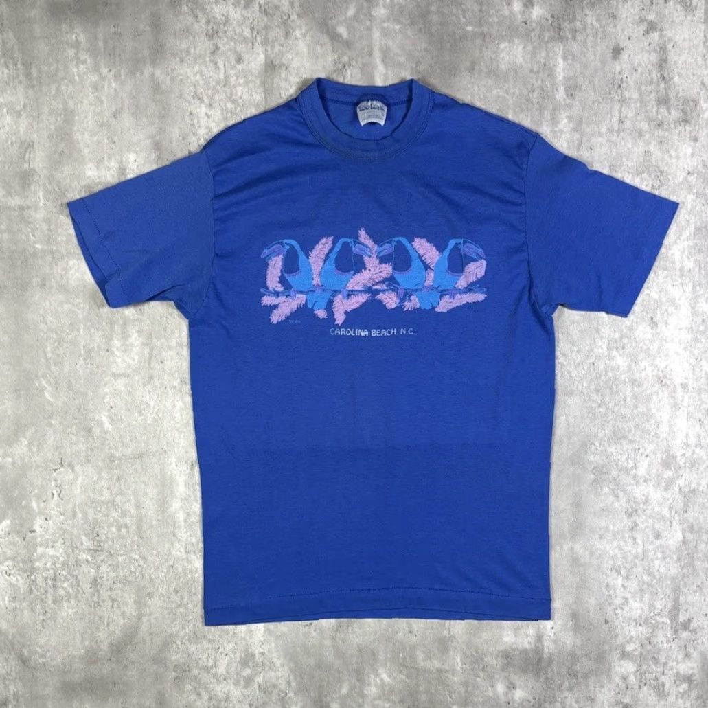TEE JAYS VINTAGE Carolina Beach Nature T Shirt Blue Mens L Shirt 80s 90s Beach Disney Friends Tee Jays Cotton Crew Neck Short Sleeve Size US L / EU 52-54 / 3 - 2 Thumbnail