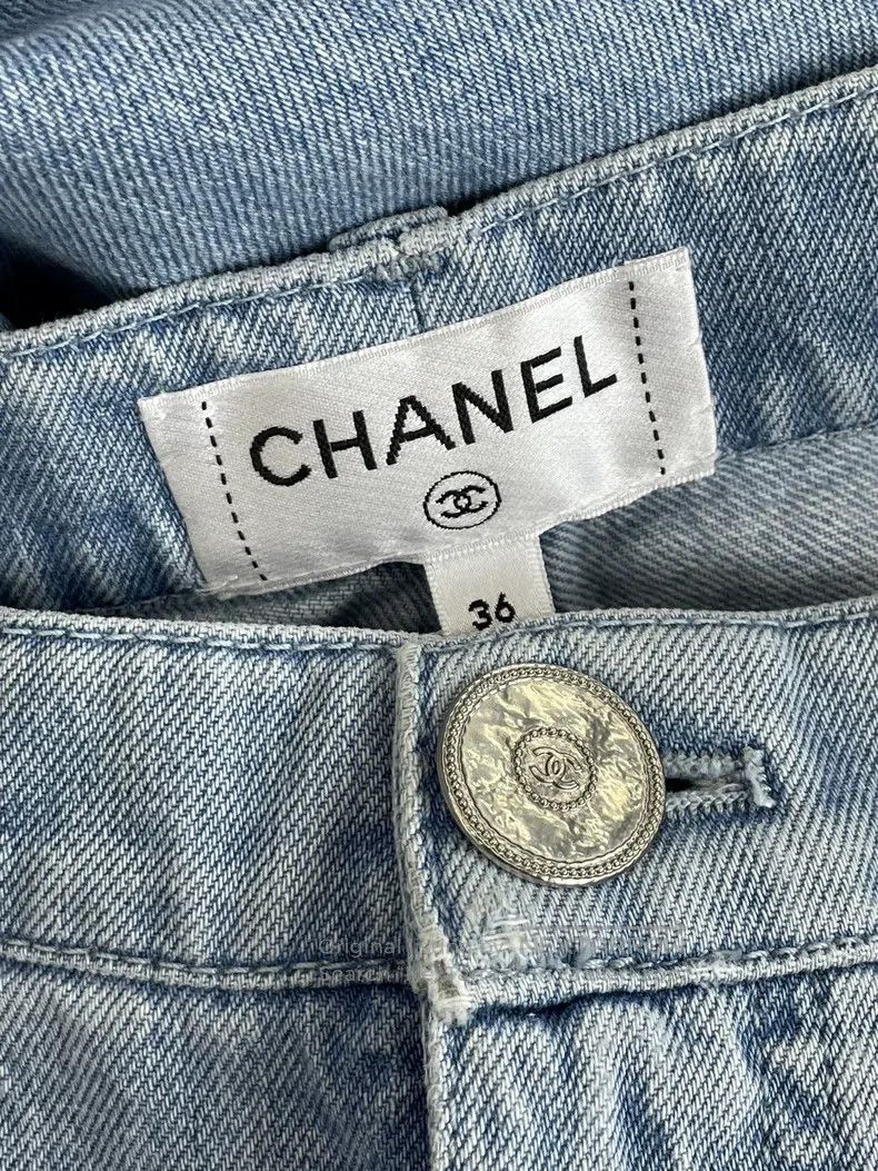 Chanel Chanel Blue camellia hollow jeans Size 24" / US 00 / IT 34 - 3 Thumbnail