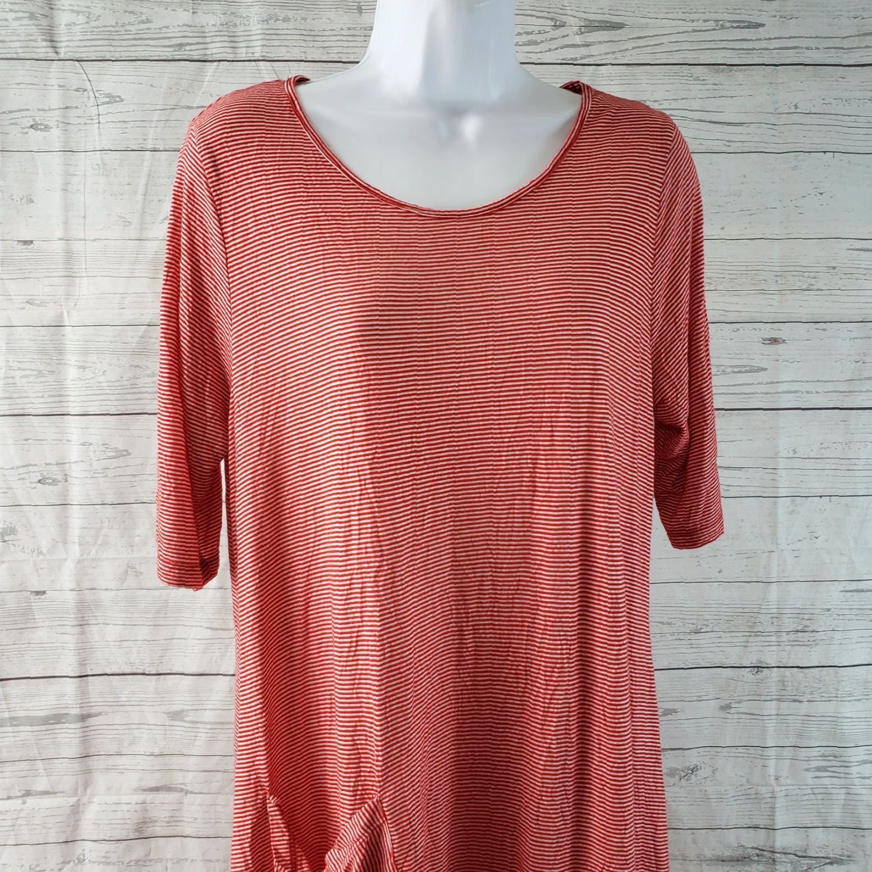 Vintage Comfy USA Womens Dress Sz Medium Red White Stripe Pocket Knit T-Shirt Dress Casual Size M / US 6-8 / IT 42-44 - 2 Thumbnail