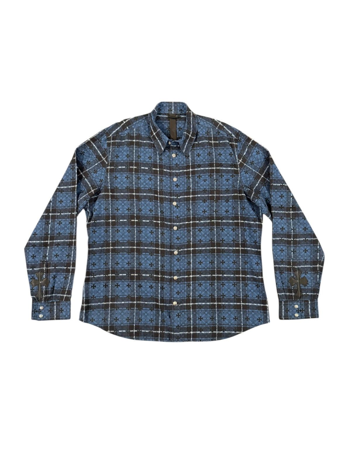 Chrome Hearts Mini Plus Print Blue Loose Ends Cross Patch Flannel Size US XXL / EU 58 / 5 - 1 Thumbnail