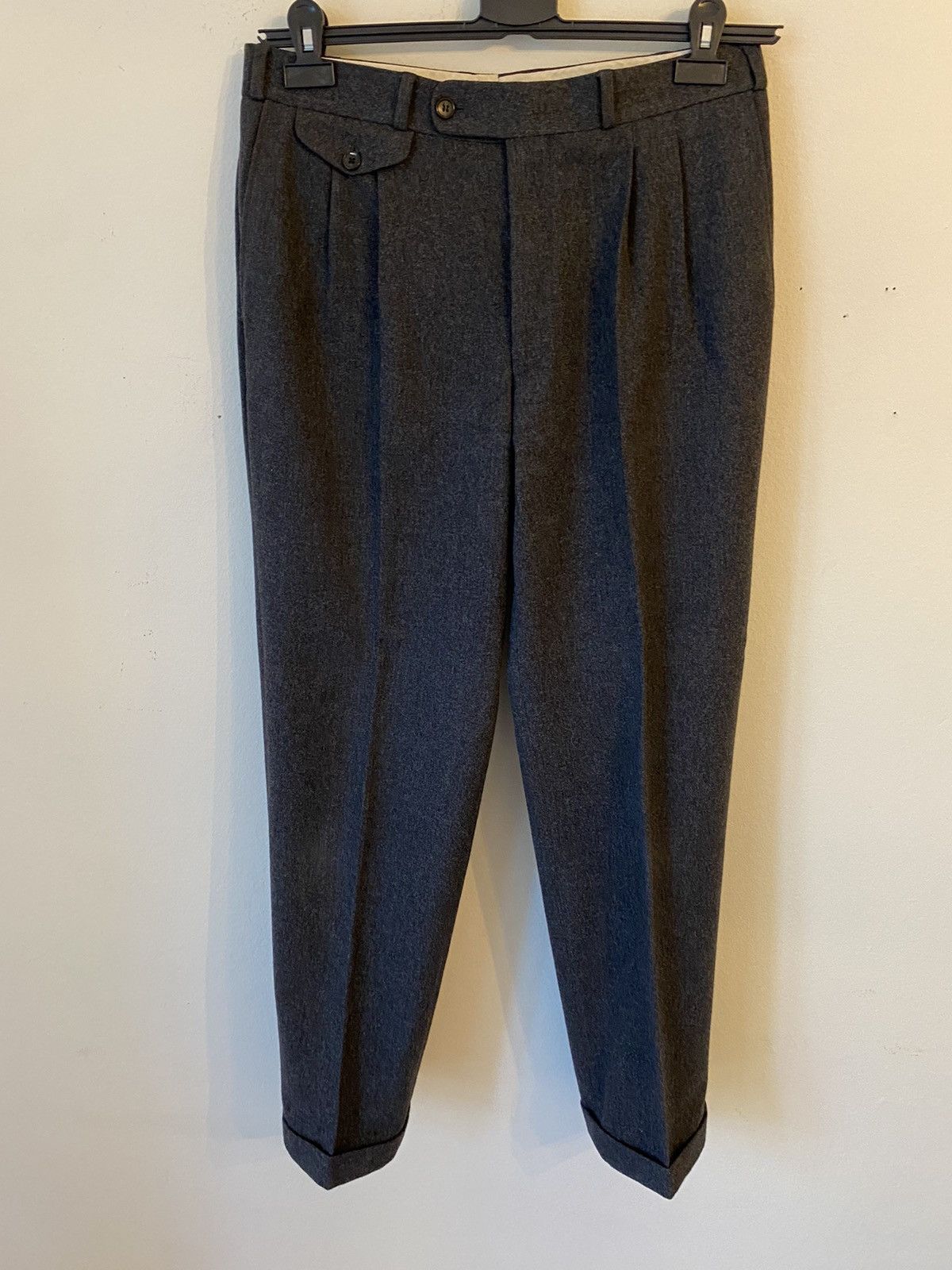 image of Burberry Wool Trousers in Grey, Men's (Size 33)