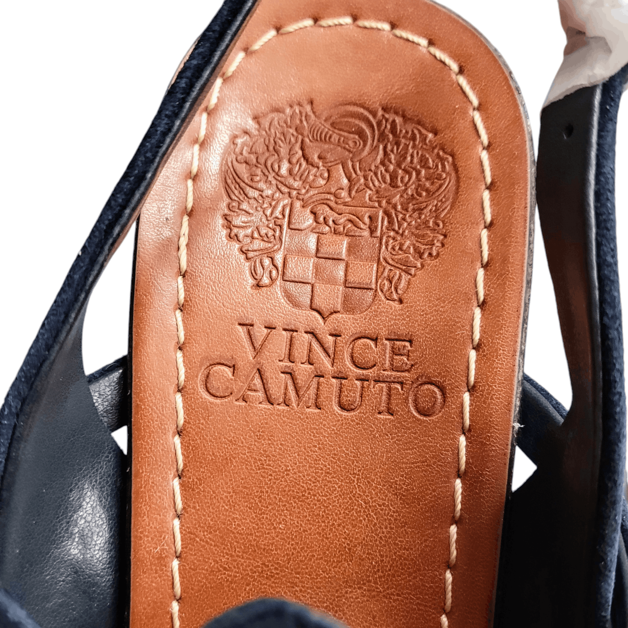 Vince Camuto Vince Camuto Blue Suede Chunky Wooden Patchwork Heel Shoes Size US 8 / IT 38 - 11 Thumbnail
