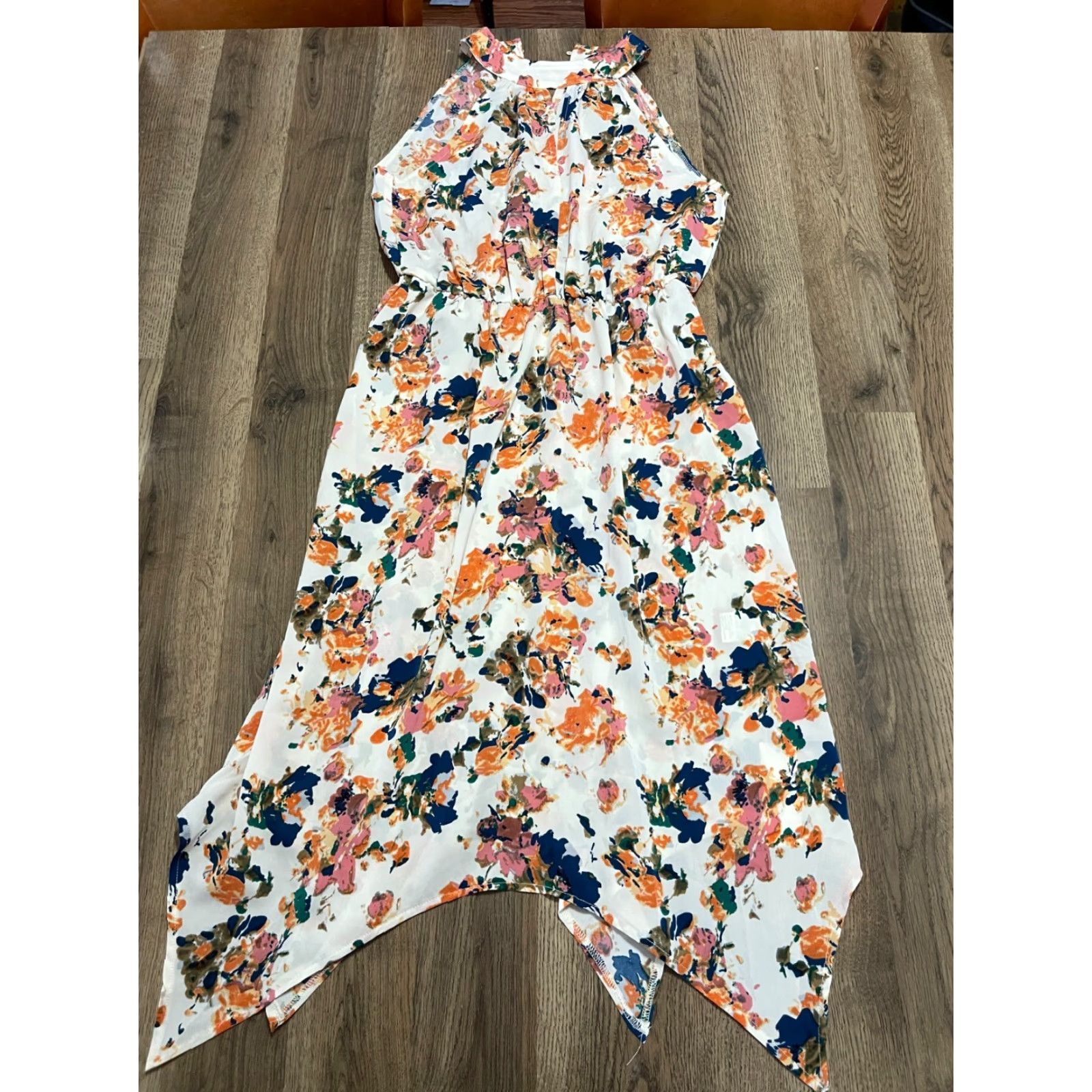 Vintage Beachsissi Dress Women's Small White Orange Blue Floral Sleeveless NWT Size S / US 4 / IT 40 - 2 Thumbnail