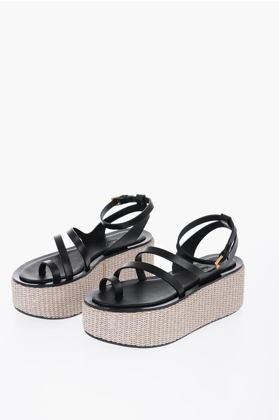 image of Max Mara Leather Sandals With Platform 6 Cm in Black, Women's (Size 9)