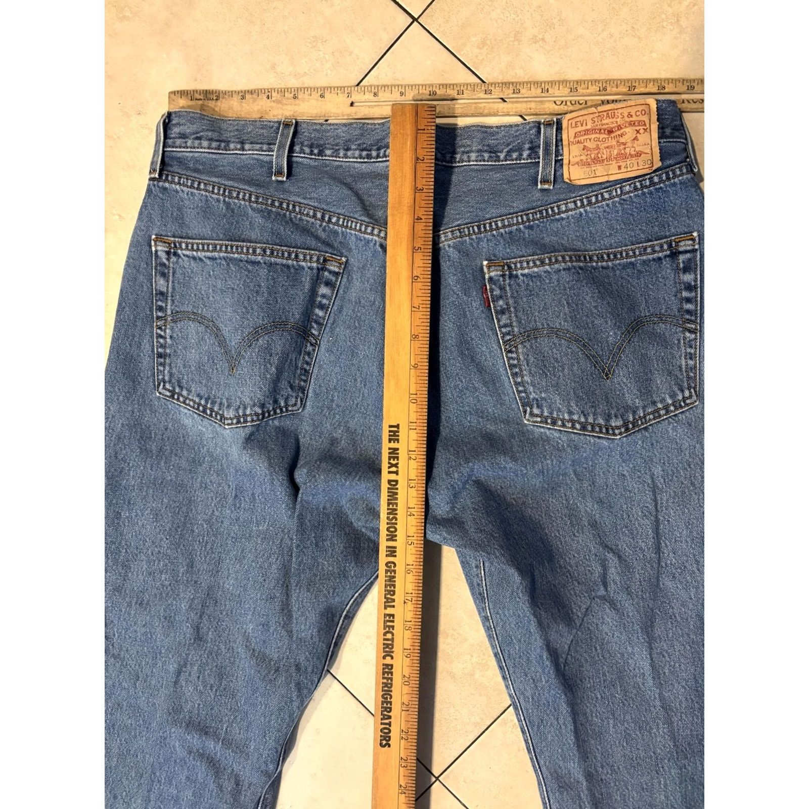Levi's Levi's 501 Jeans Mens 40x30 Blue Button Fly Straight Leg Denim Made Colombia Size US 40 / EU 56 - 6 Thumbnail