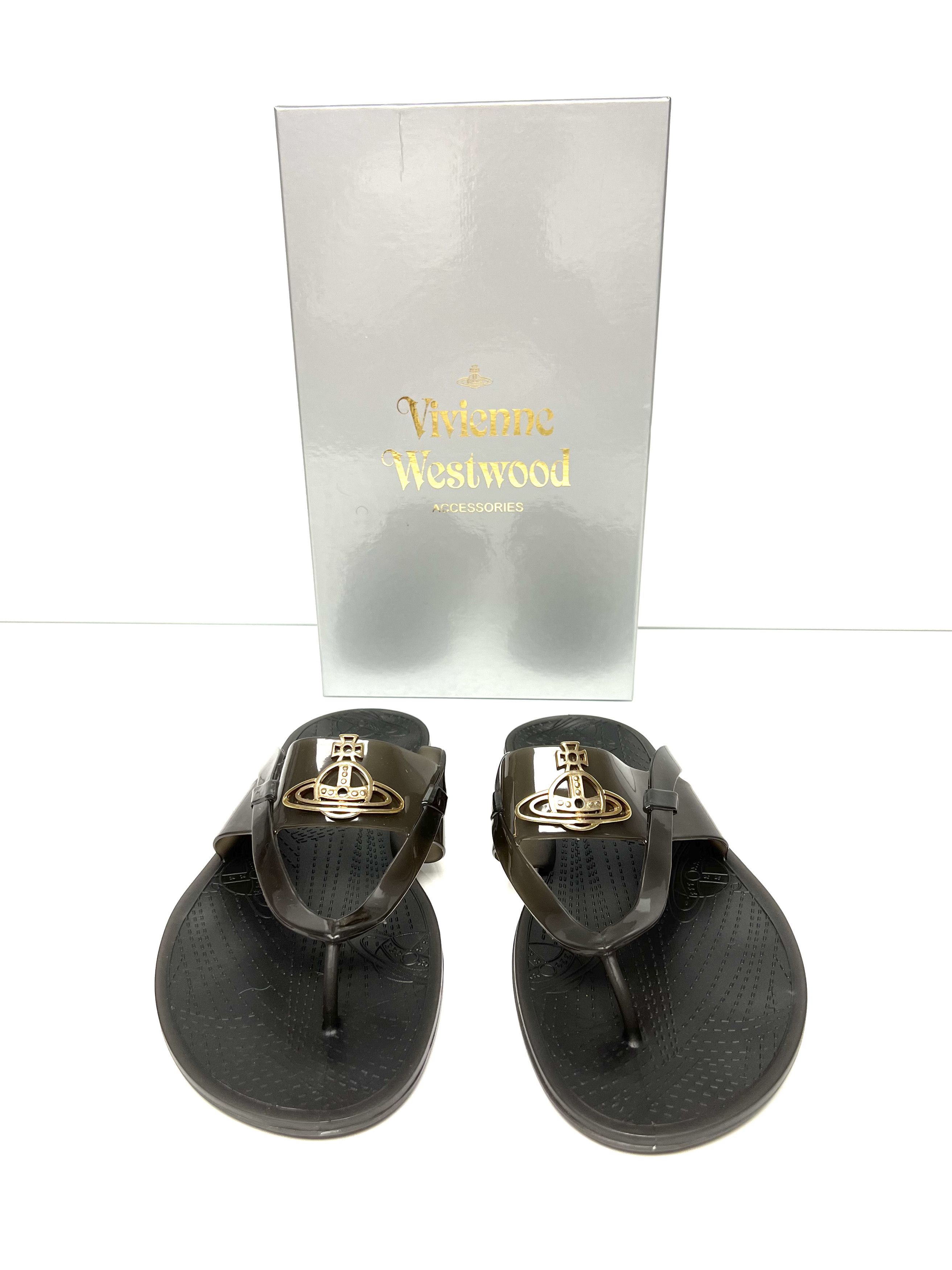 Vivienne Westwood NEW, VIVIEENE WESWOOD UNISEX BLACK FLIP FLOPS, SS13 Size US 11 / EU 44 - 2 Thumbnail