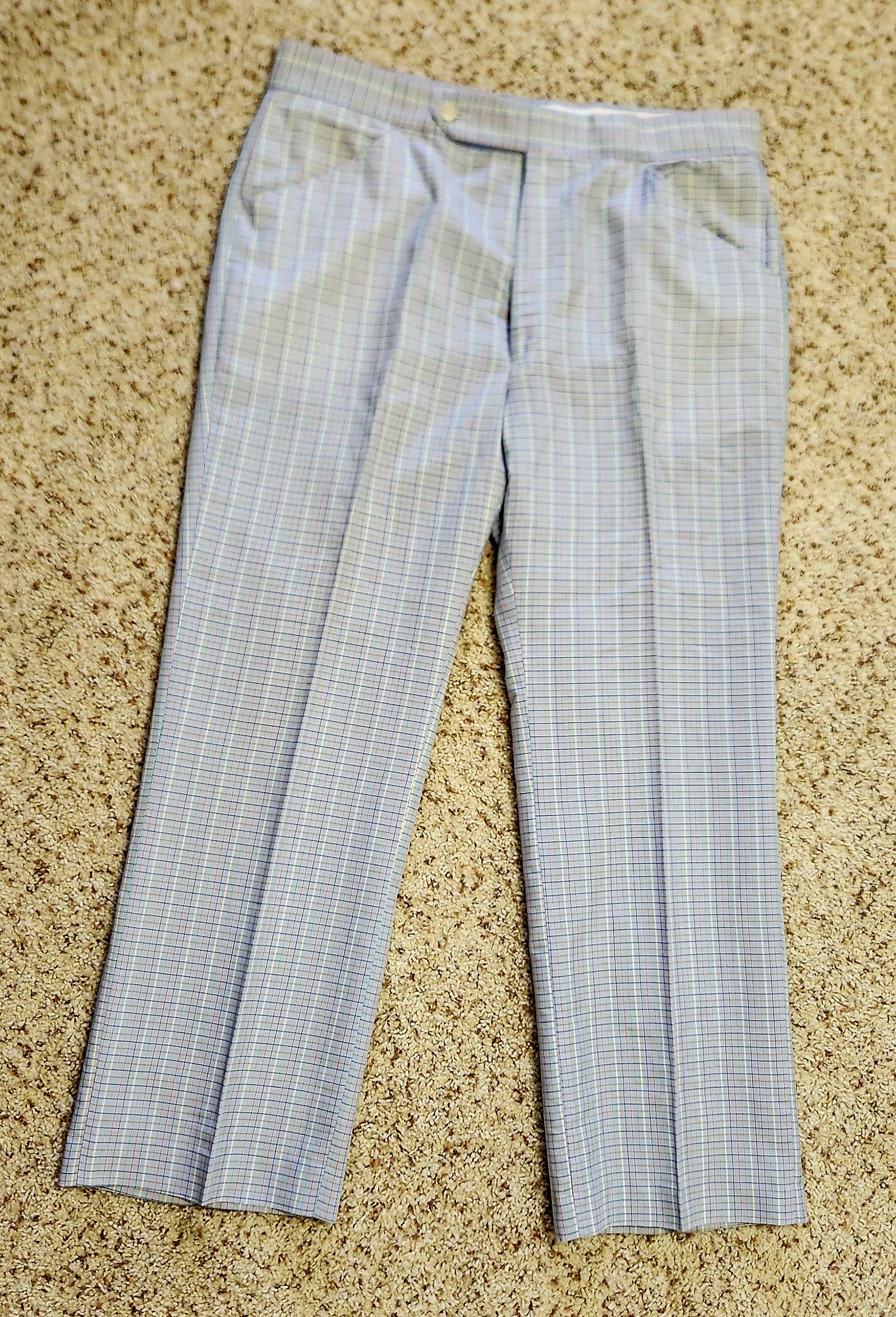 Other men's 1970s pants 35 blue check vintage trousers Size US 35 - 2 Thumbnail