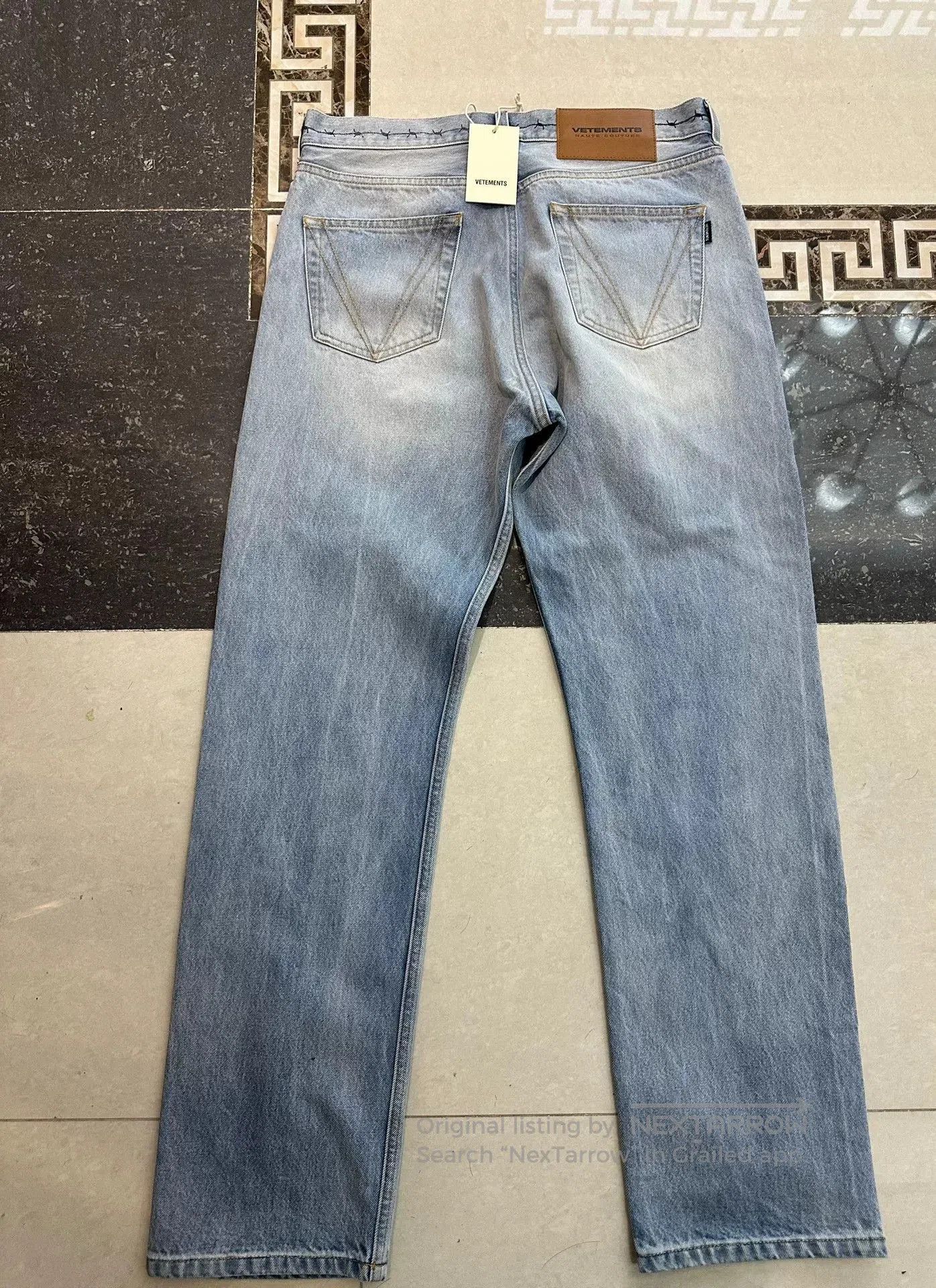 Vetements vetements blue denim pants with print. Size US 27 - 2 Thumbnail