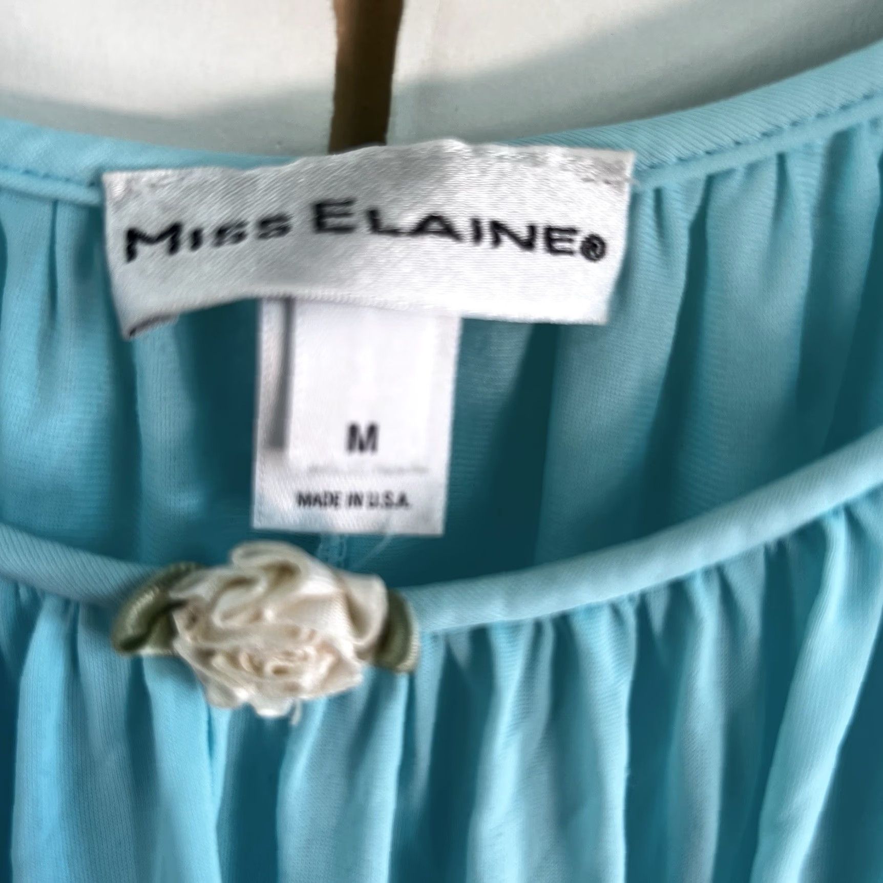 Vintage VINTAGE Miss Elaine Nightgown Maxi Eveningwear 1970s Size M Blue Full Sweep US Made Size ONE SIZE - 5 Thumbnail