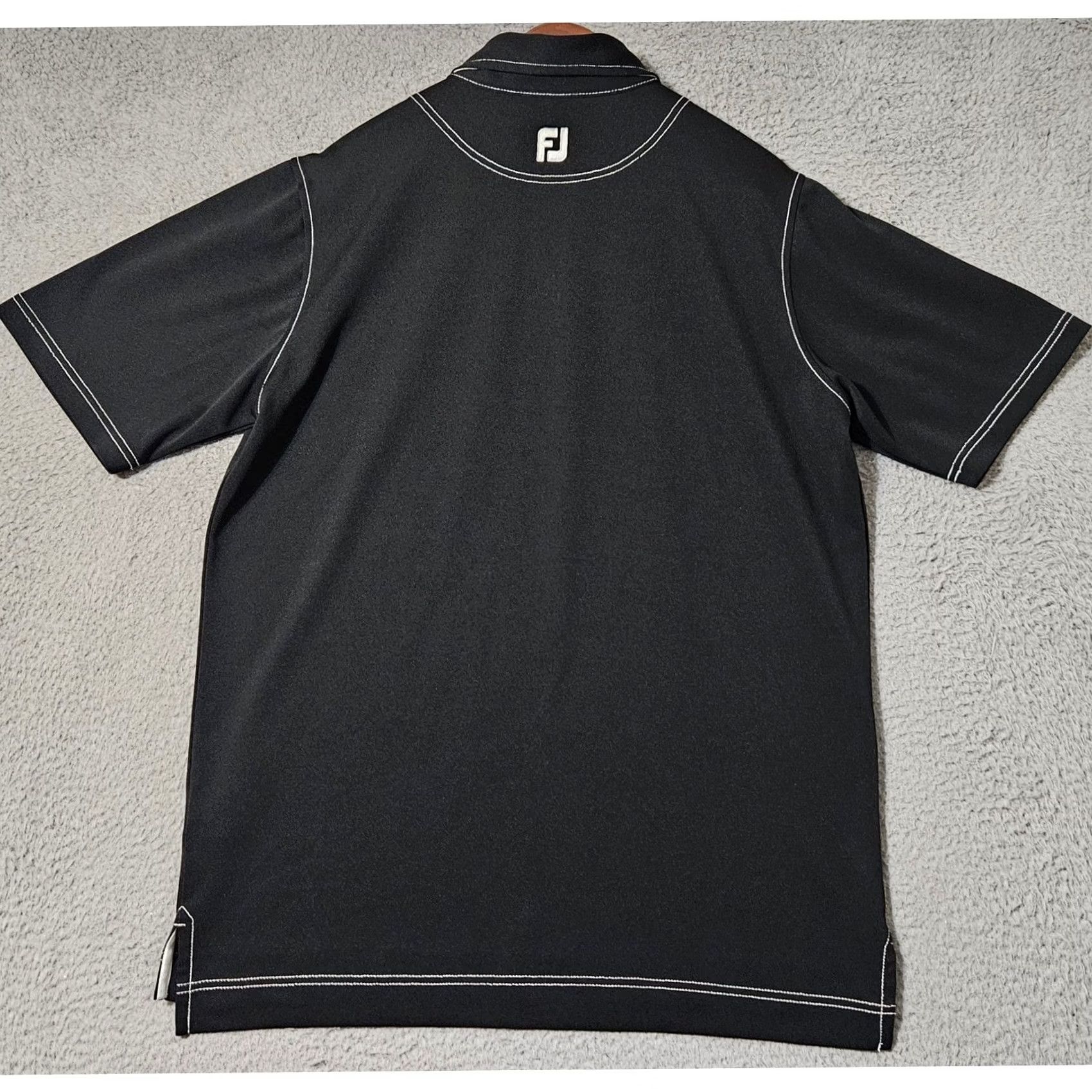 Footjoy FOOTJOY Performance Golf Polo Shirt Large Black Athletic Fit Men's Solid Size US L / EU 52-54 / 3 - 2 Thumbnail