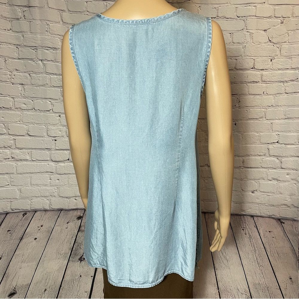 Other Soft Surroundings Timely Blue Chambray Sleeveless Tank Top Size S / US 4 / IT 40 - 5 Thumbnail