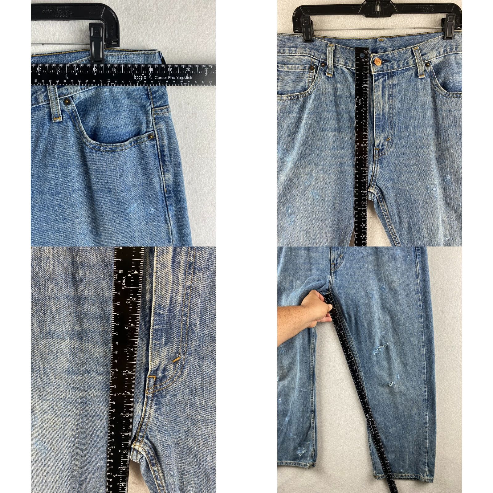Levi's Levi's 569 Jeans Mens 36 x 30 Blue Distressed Straight Regular Baggy Mid Rise Denim 5-Pocket Modern Adults Mens Size US 36 / EU 52 - 8 Thumbnail