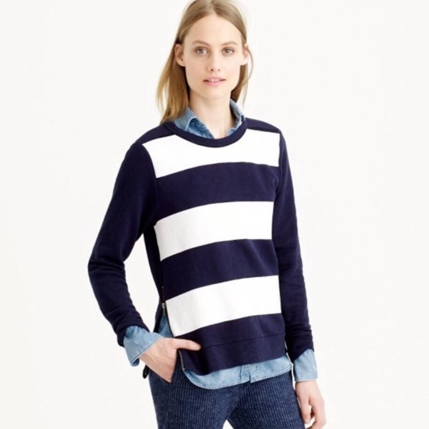 J.Crew J CREW Navy White Nautical Preppy Striped Pullover Sweater Size XS / US 0-2 / IT 36-38 - 1 Thumbnail