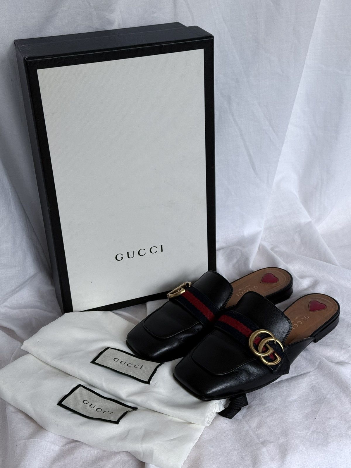 Designer × Gucci Gucci Peyton GG Web Mules Size US 5 / IT 35 - 1 Thumbnail