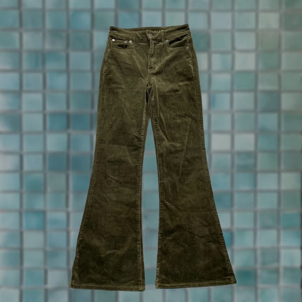 American Eagle Outfitters American Eagle Outfitters Green Corduroy Pants Womens 00 Flared Leg Cotton Logo Size 26" / US 2 / IT 38 - 1 Thumbnail