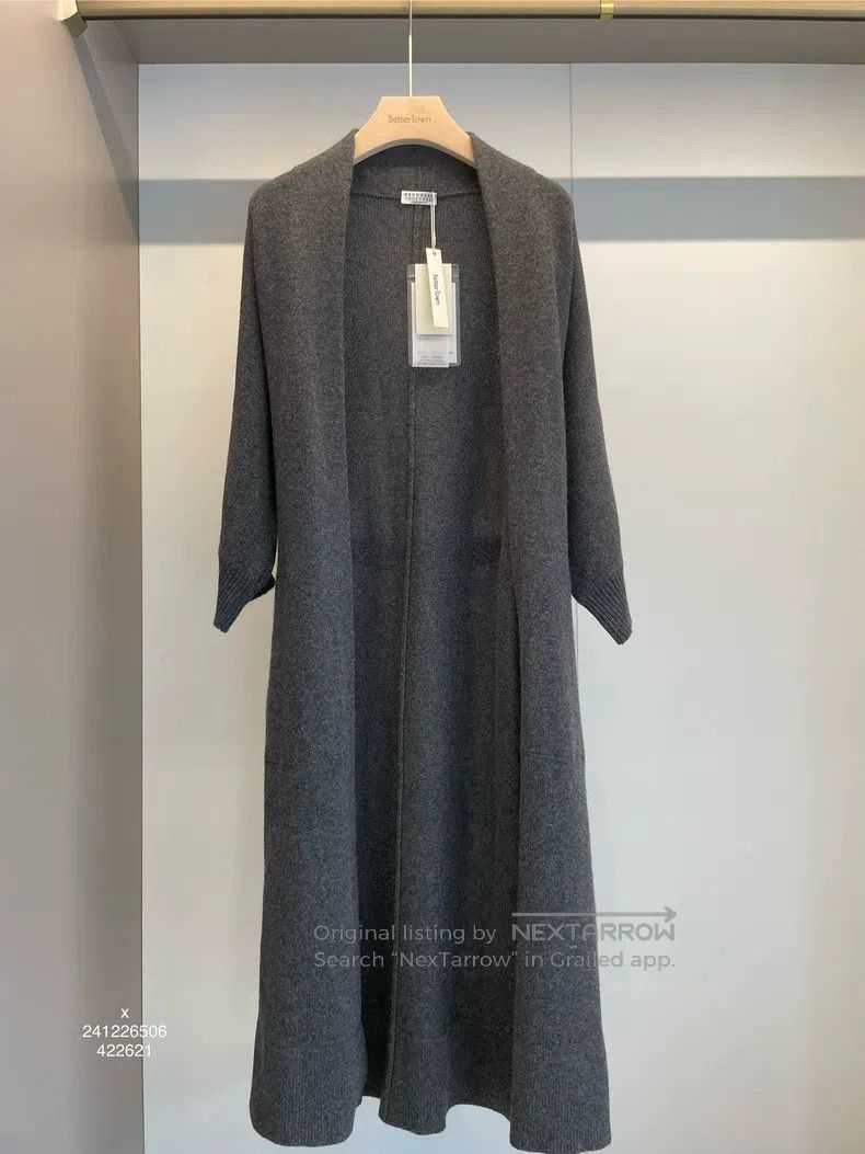 Brunello Cucinelli Brunello Cucinelli Dark Gray Cashmere Open Front Long Card Size S / US 4 / IT 40 - 1 Thumbnail