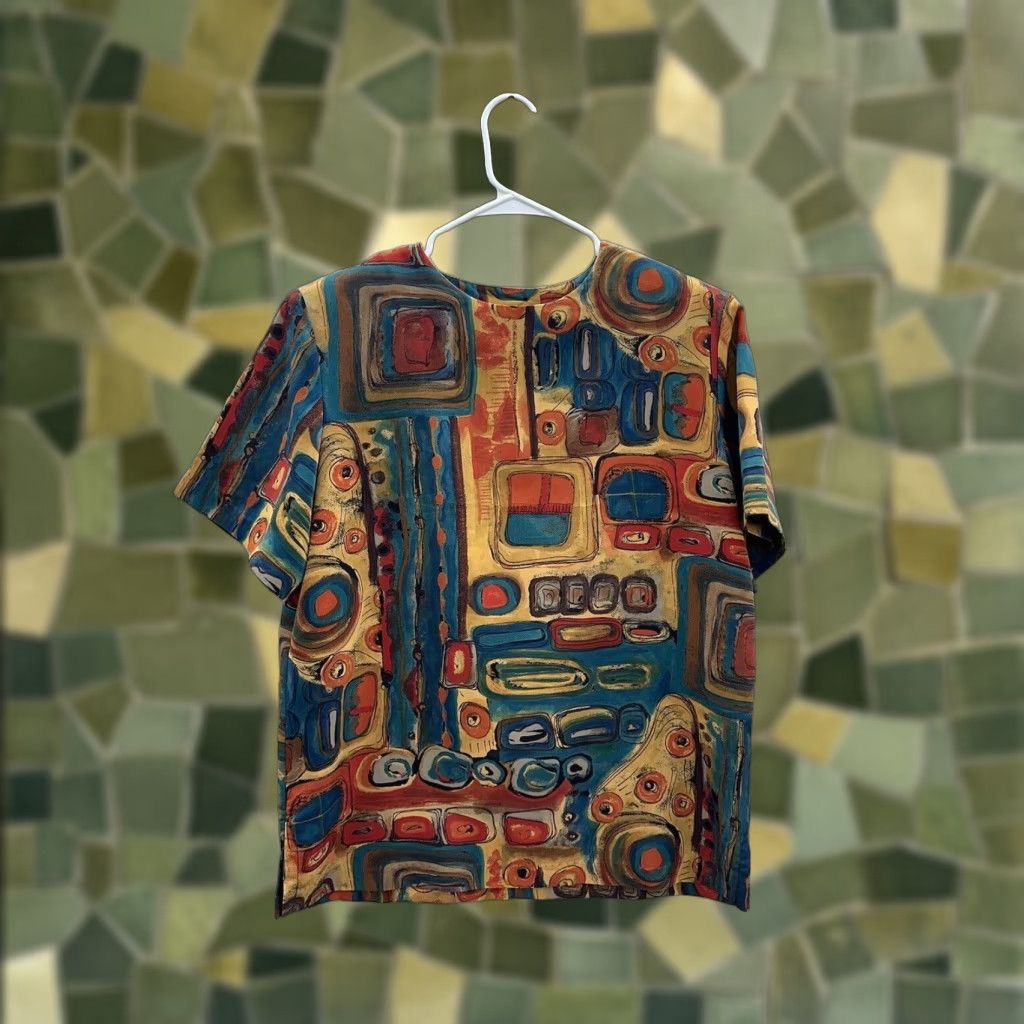 Vintage VINTAGE Kensington Square Womens Blouse Size Small Short Sleeve Abstract Size S / US 4 / IT 40 - 1 Thumbnail
