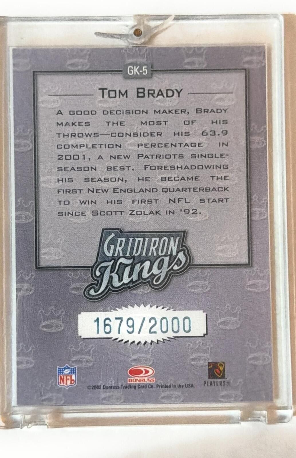 Other 2002 Donruss Gridiron Kings Tom Brady #GK-5 #1679/2000 Size ONE SIZE - 2 Thumbnail