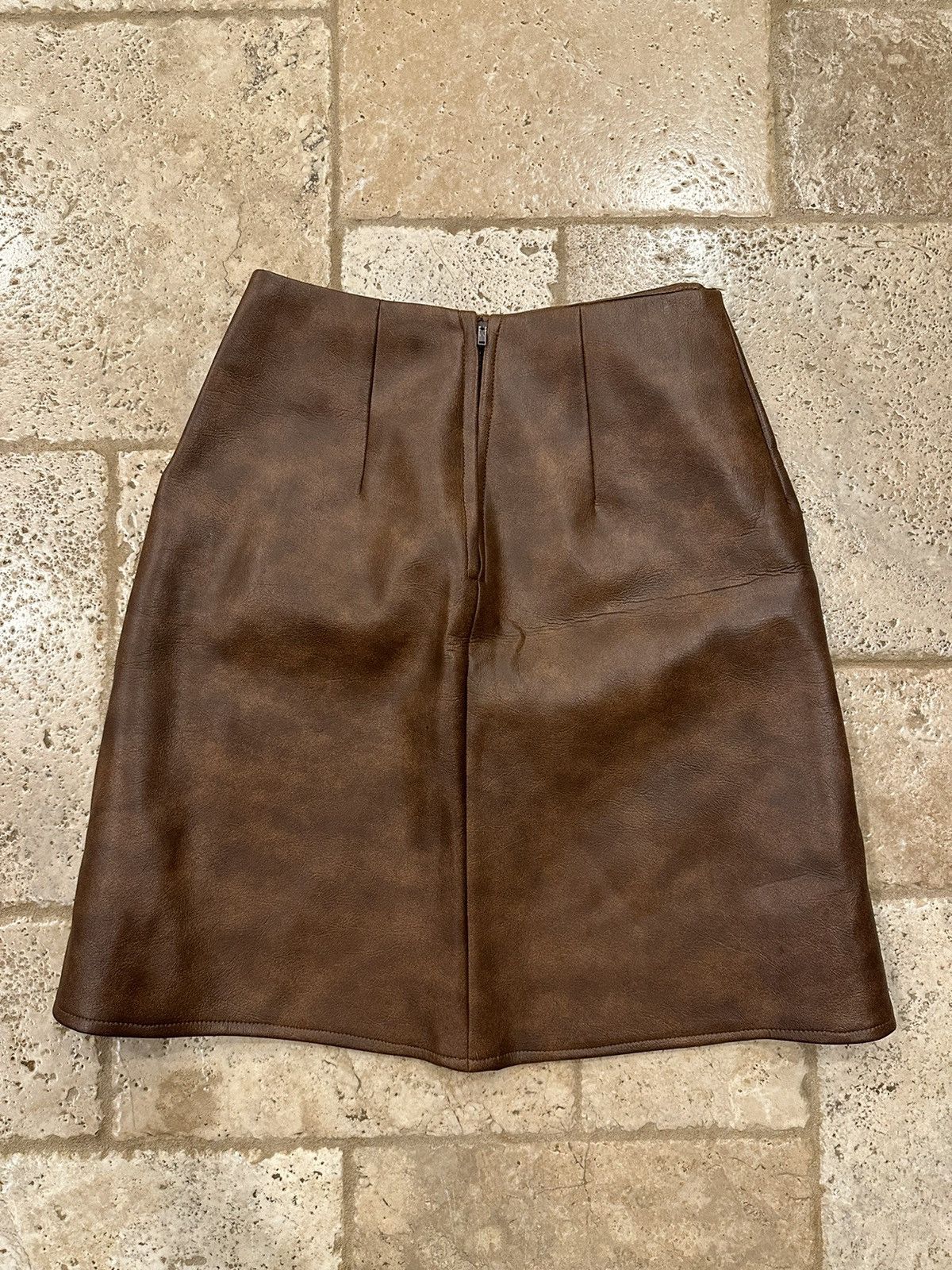 Leather Vintage Union Made Brown Leather Skirt & Vest Size M / US 6-8 / IT 42-44 - 15 Thumbnail