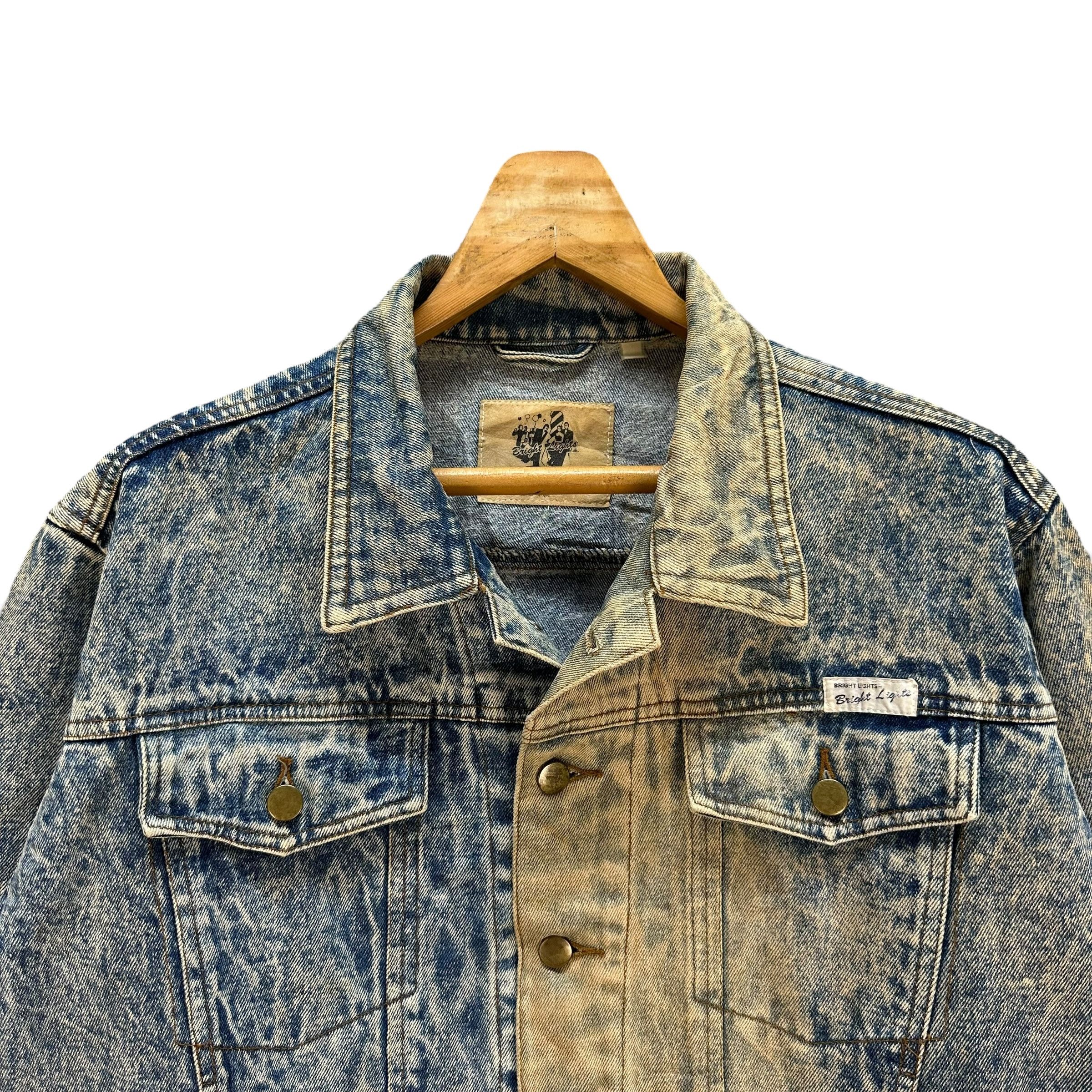 Vintage BRIGHT LIGHTS Washed Denim Jacket #A52-1203 Size US M / EU 48-50 / 2 - 2 Thumbnail