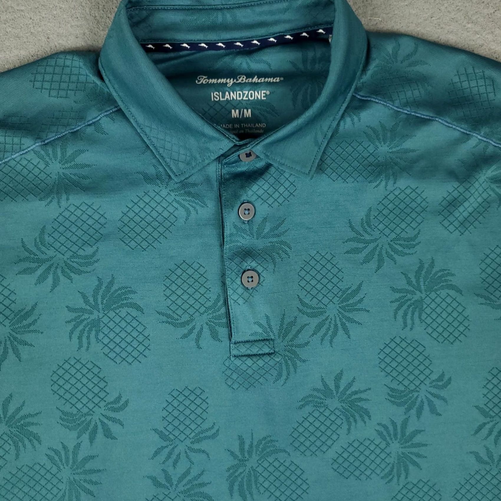 Tommy Bahama Tommy Bahama Polo Shirt Mens Medium Teal Polyester Solid Short Sleeve Golf Size US M / EU 48-50 / 2 - 2 Thumbnail