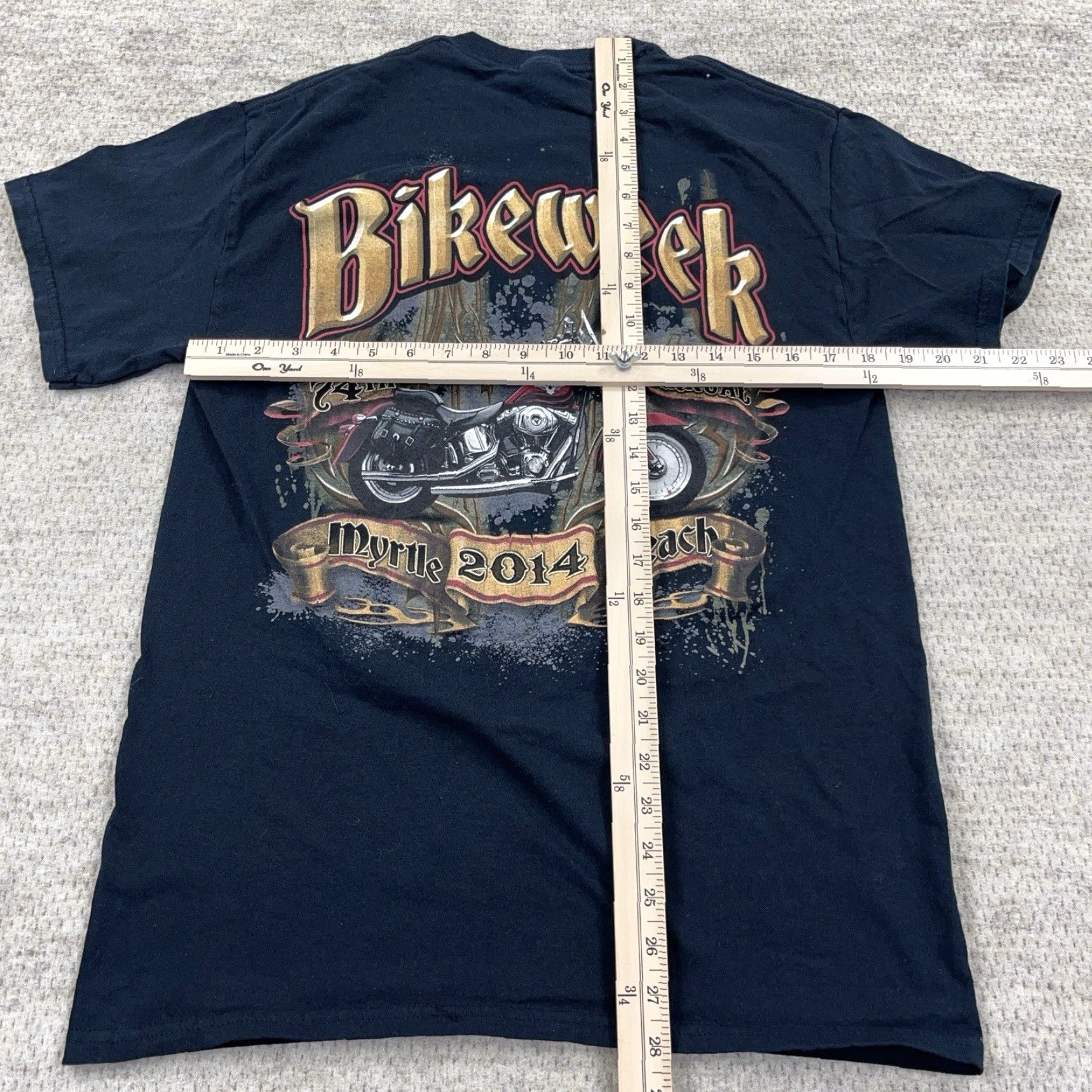 Gildan Vintage Gildan Bike Week Shirt Men M Black Cotton Graphic Print 80s Beach Biker Motorcycle Logo USA Rock Retro Skull Tattoo Tie-Dye? Size US M / EU 48-50 / 2 - 6 Thumbnail