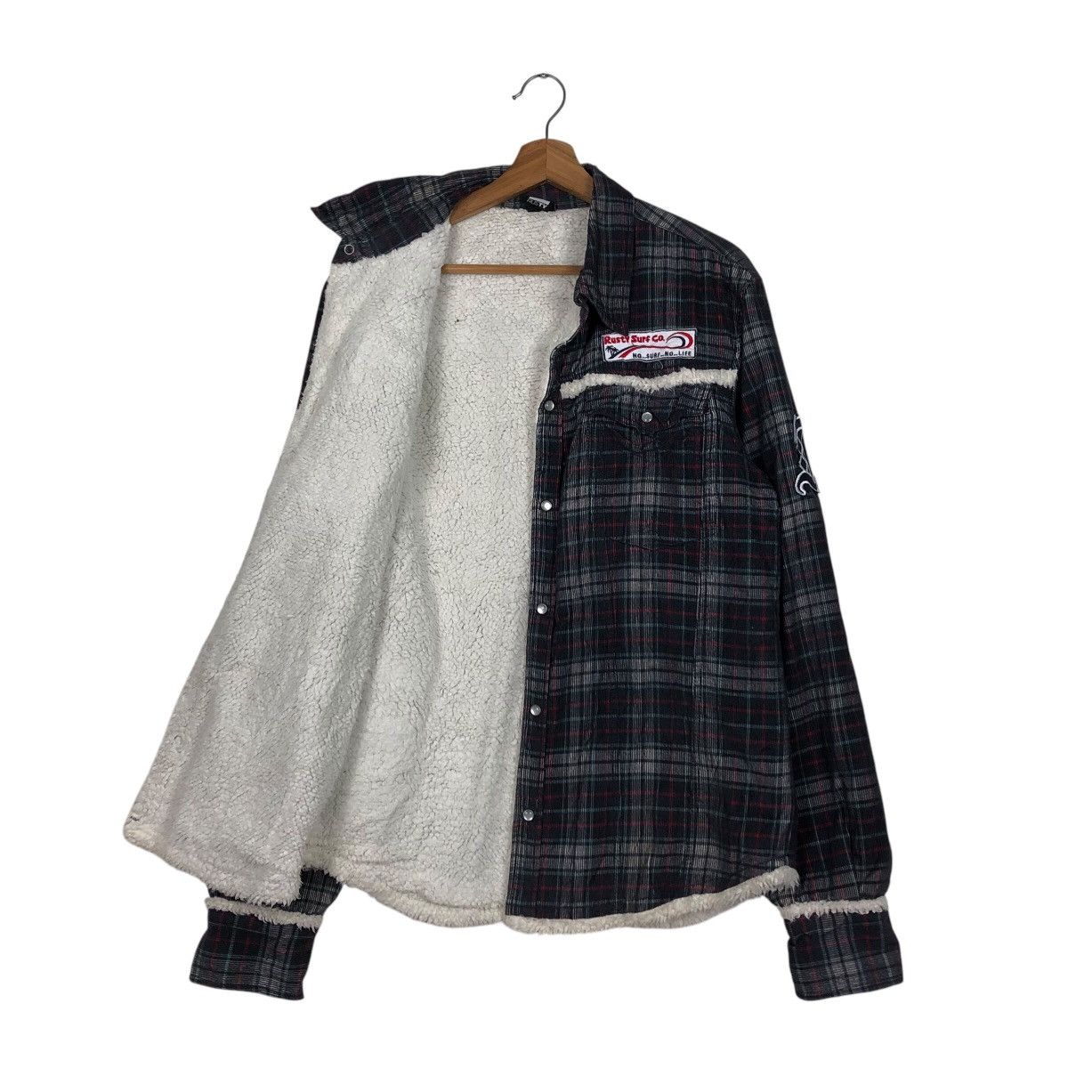 Japanese Brand 📌Rusty Surf Co. Flannel Shirt Jacket Sherpa Blanket Tartan Size US L / EU 52-54 / 3 - 12 Thumbnail