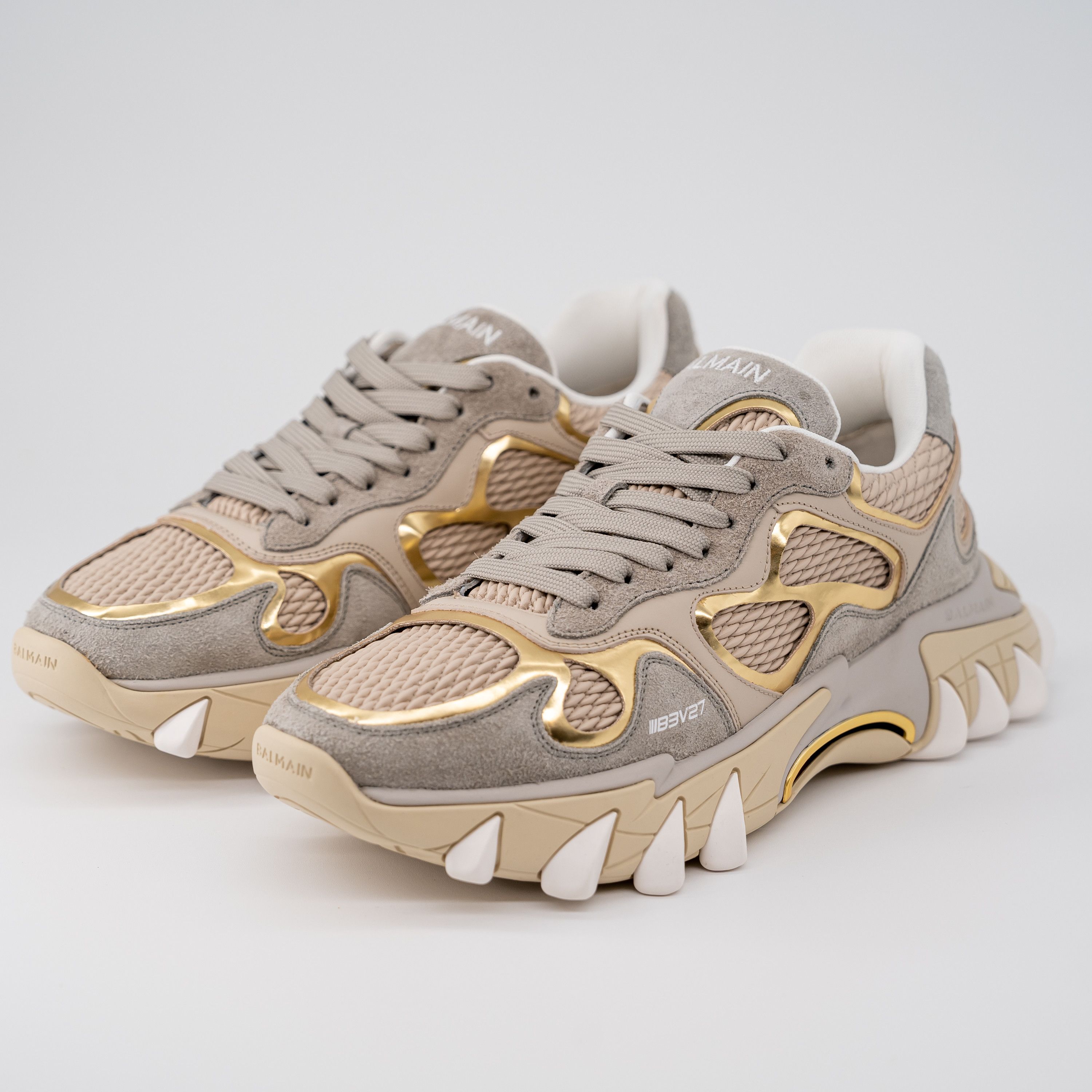 Balmain size 40/ US 7 - Balmain B-East Grey Gold suede sneakers Size US 7 / EU 40 - 1 Thumbnail