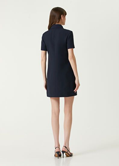 Valentino o1s22i1n0924 Short Crepe Couture Dress in Blue Size M / US 6-8 / IT 42-44 - 5 Thumbnail