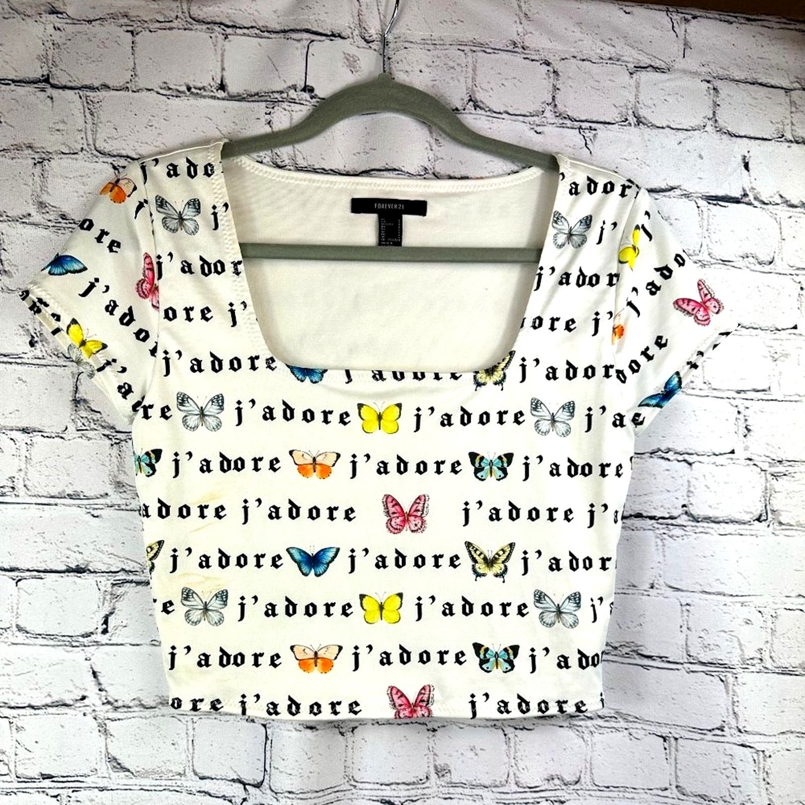 Forever 21 Forever 21 "J'Adore" Crop Top size L Size L / US 10 / IT 46 - 4 Thumbnail