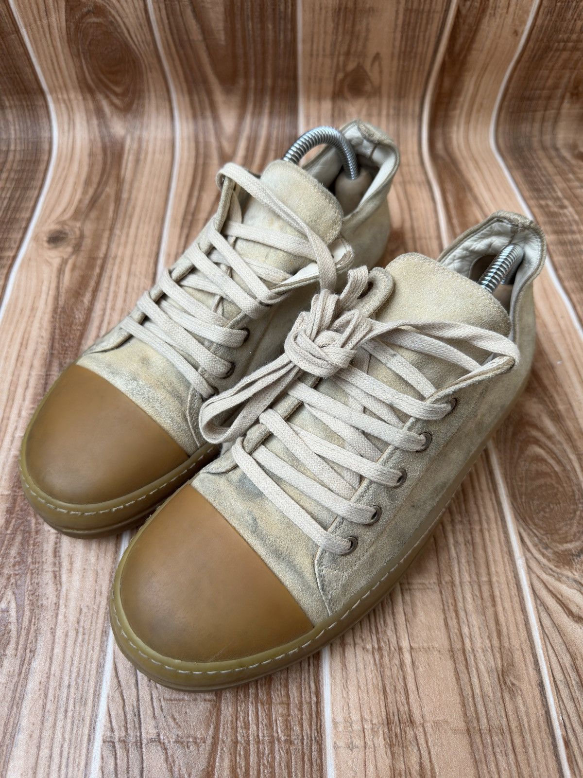 Rick Owens Rick Owens Beige Gum Sole Low Suede Ramones Size US 8.5 / EU 41-42 - 4 Thumbnail