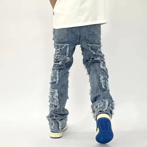 Jean Distressed Blue Denim Jeans Size US 34 / EU 50 - 4 Thumbnail