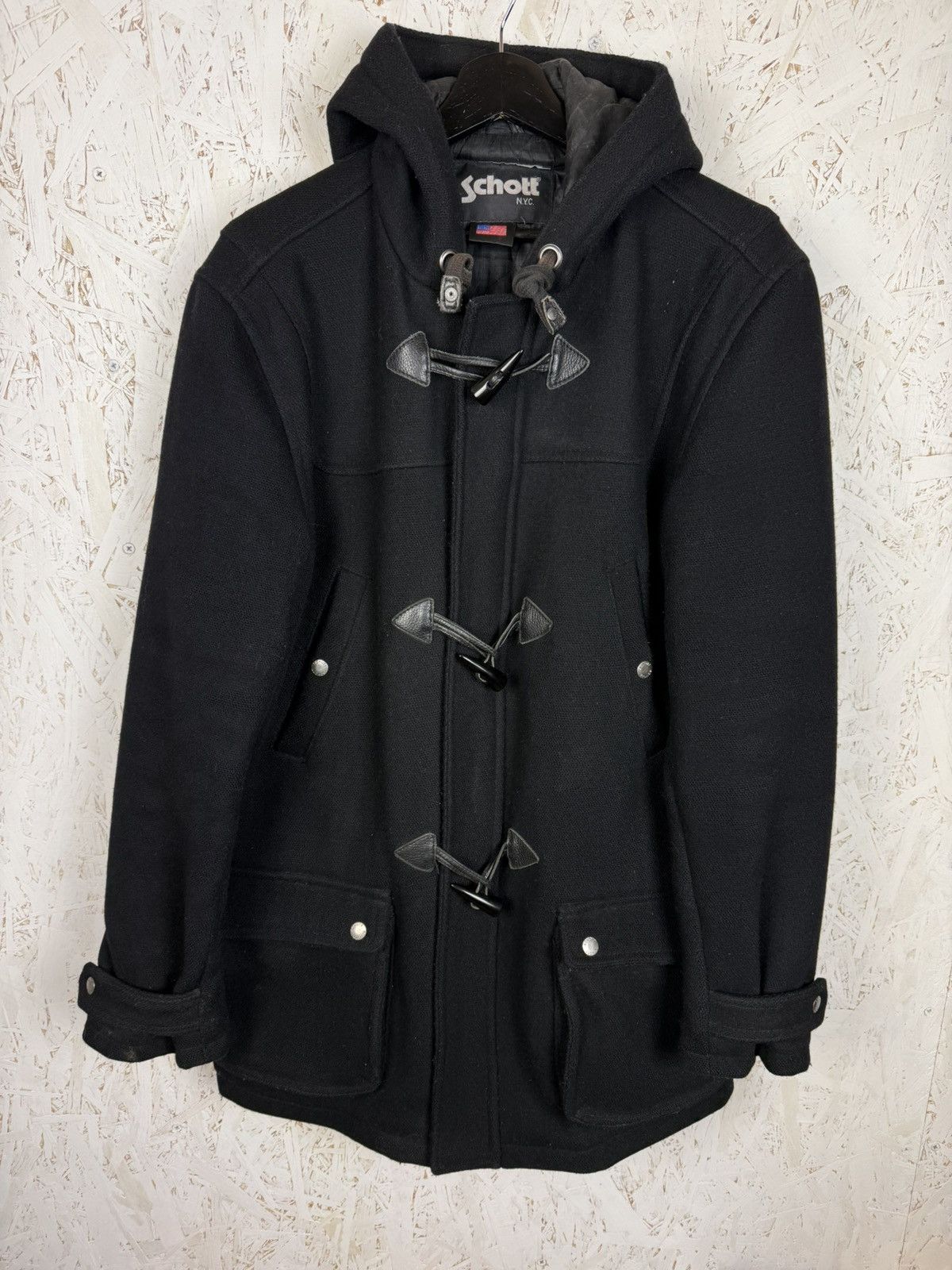 Schott Vintage Schott NYC Warren Wool Duffle Coat Black Size US XL / EU 56 / 4 - 1 Thumbnail