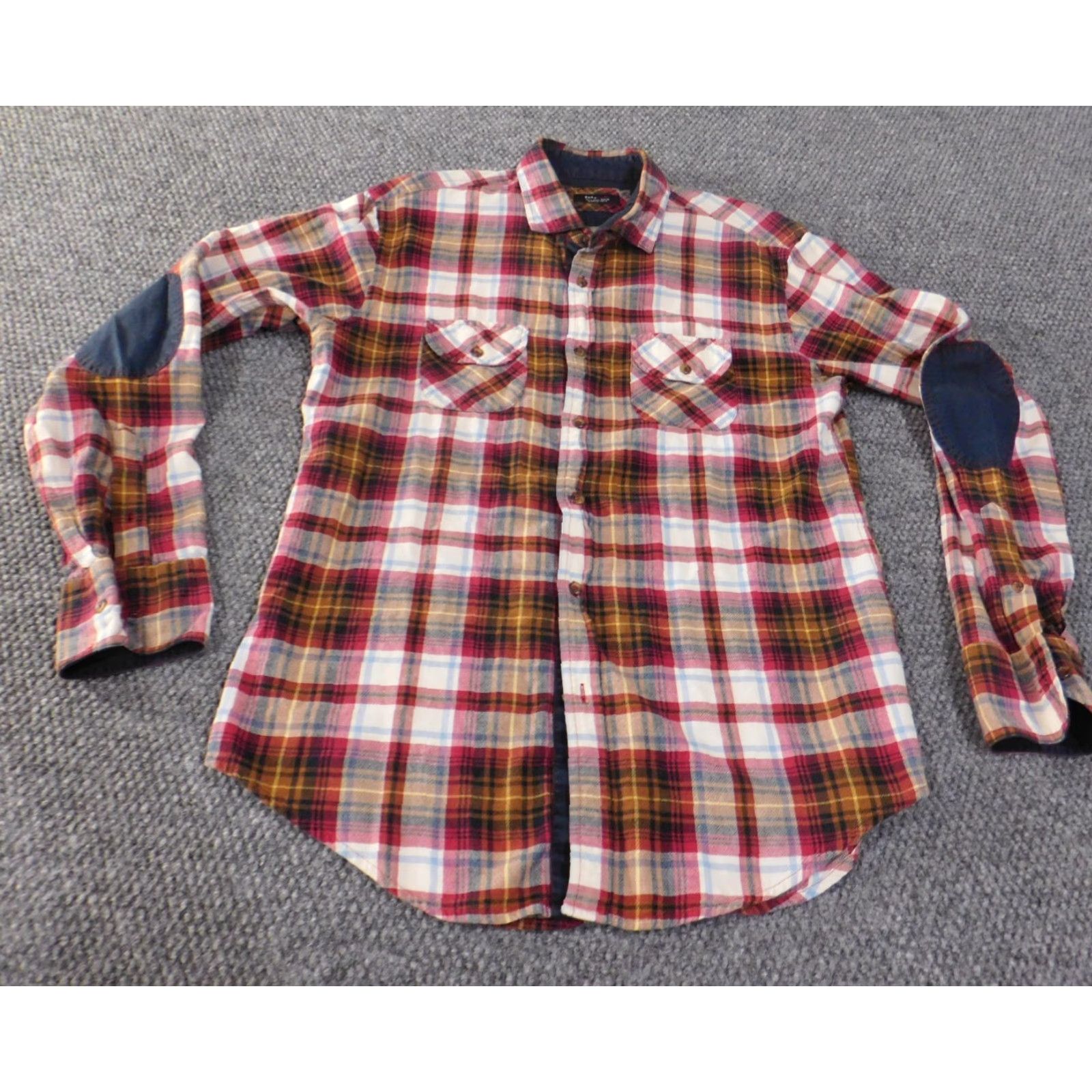 Zara Zara Mens Shirt L Red Plaid Button-Up Retro Casual Knit Cotton Long Sleeve with Pockets Size US L / EU 52-54 / 3 - 2 Thumbnail