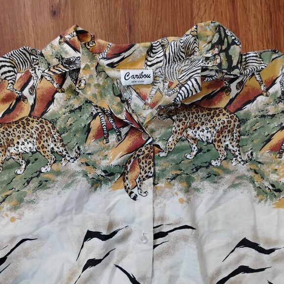 Other Vintage Caribou New York Zebra Lion Leopard Button Shirt Size L / US 10 / IT 46 - 1 Thumbnail