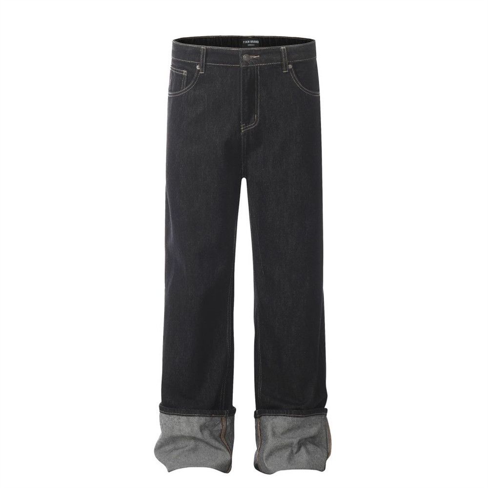 Japanese Brand Trendy men's contrasting stitched loose casual jeans Size US 32 / EU 48 - 1 Thumbnail