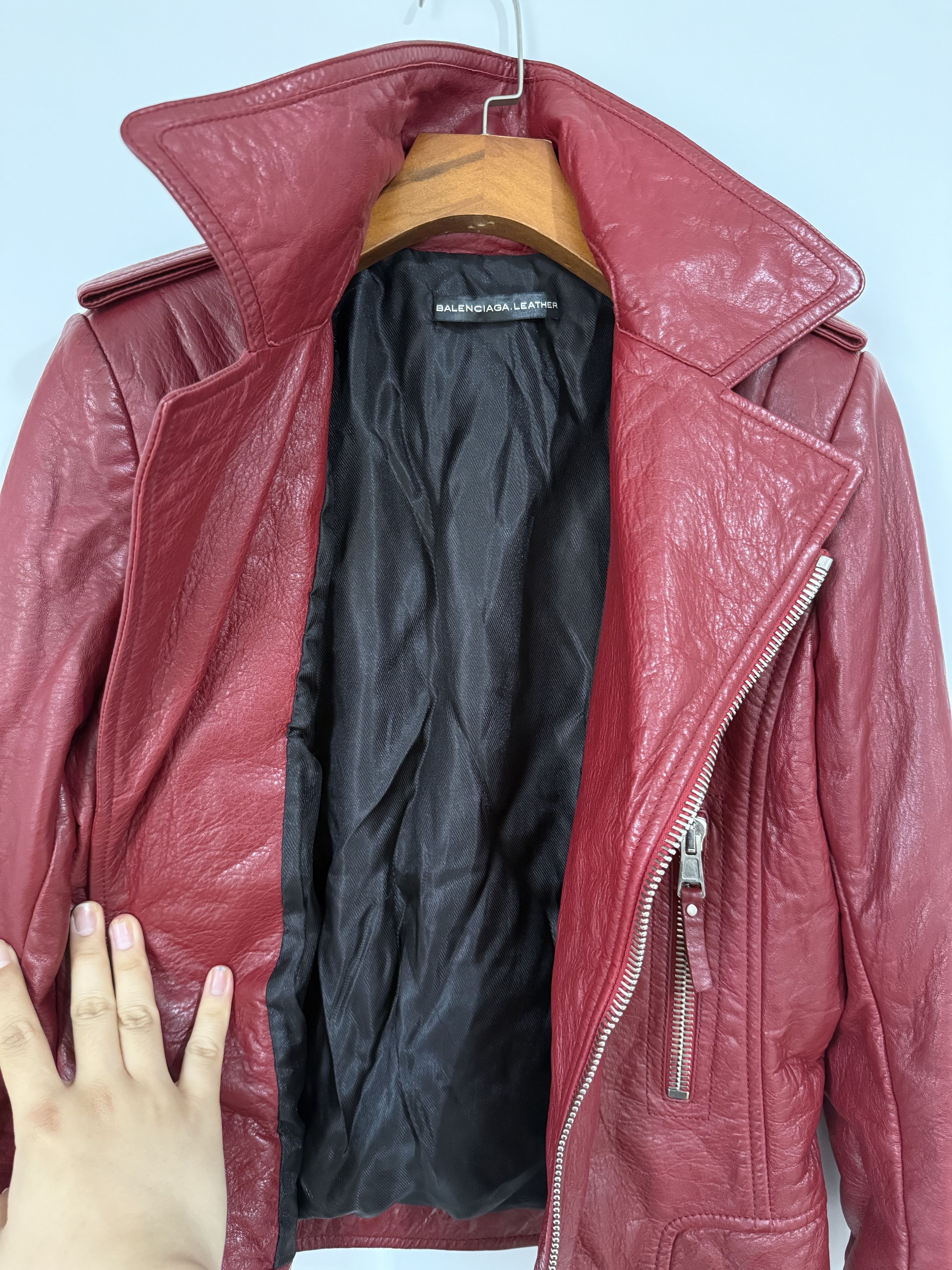 Balenciaga Balenciaga Leather Red Lambskin Moto Biker Jacket Size M / US 6-8 / IT 42-44 - 6 Thumbnail