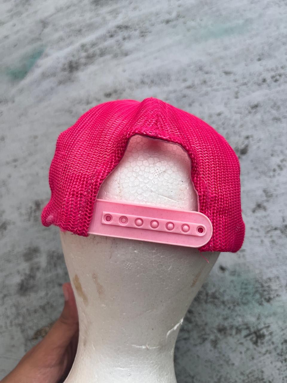 Beauty Beast Y2K Force A Laugh Waffle Knit Trucker Hat Pink/White Grunge Size ONE SIZE - 4 Thumbnail
