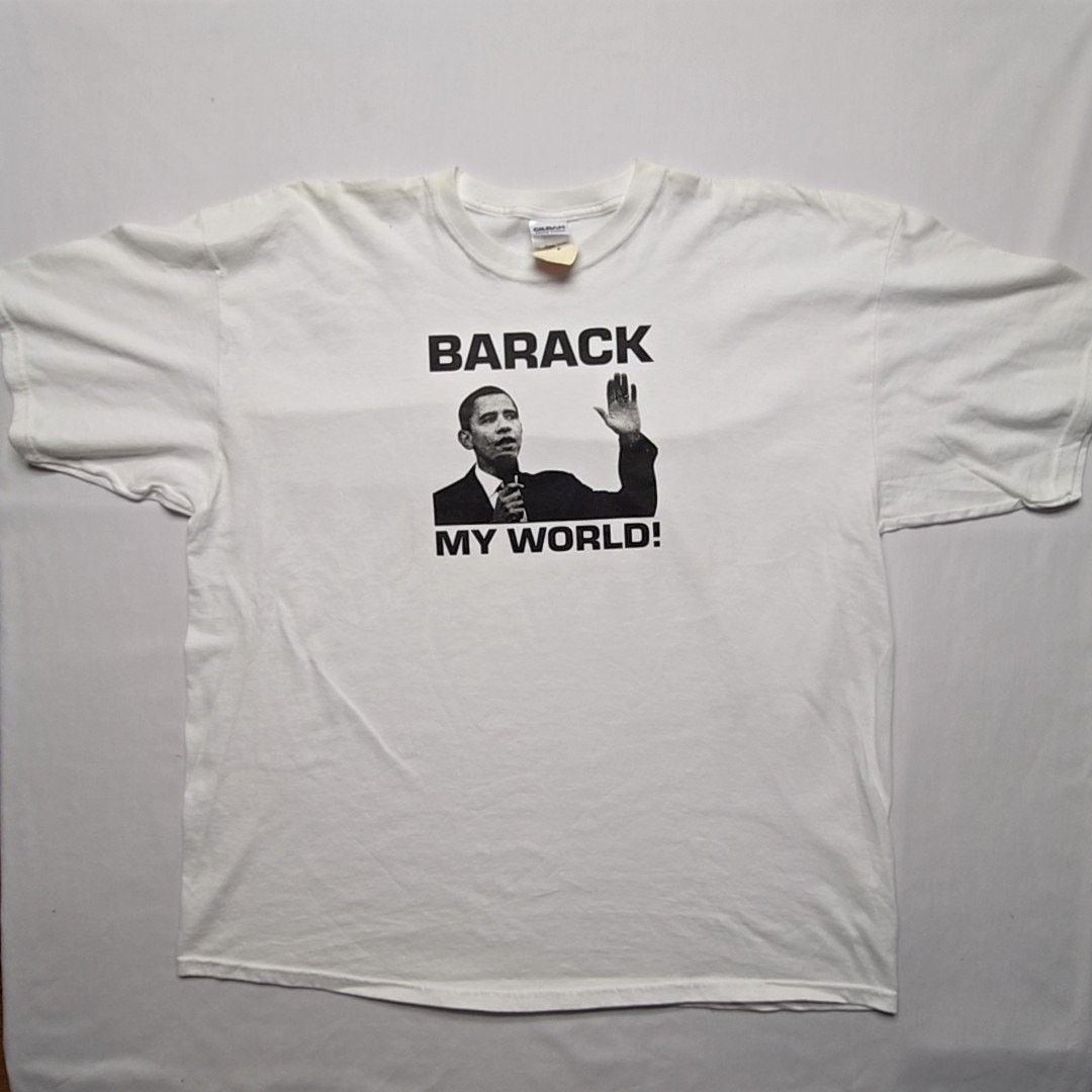 Gildan Barack My World Barack Obama White 2XL Political Humor Tee Size US XXL / EU 58 / 5 - 1 Thumbnail