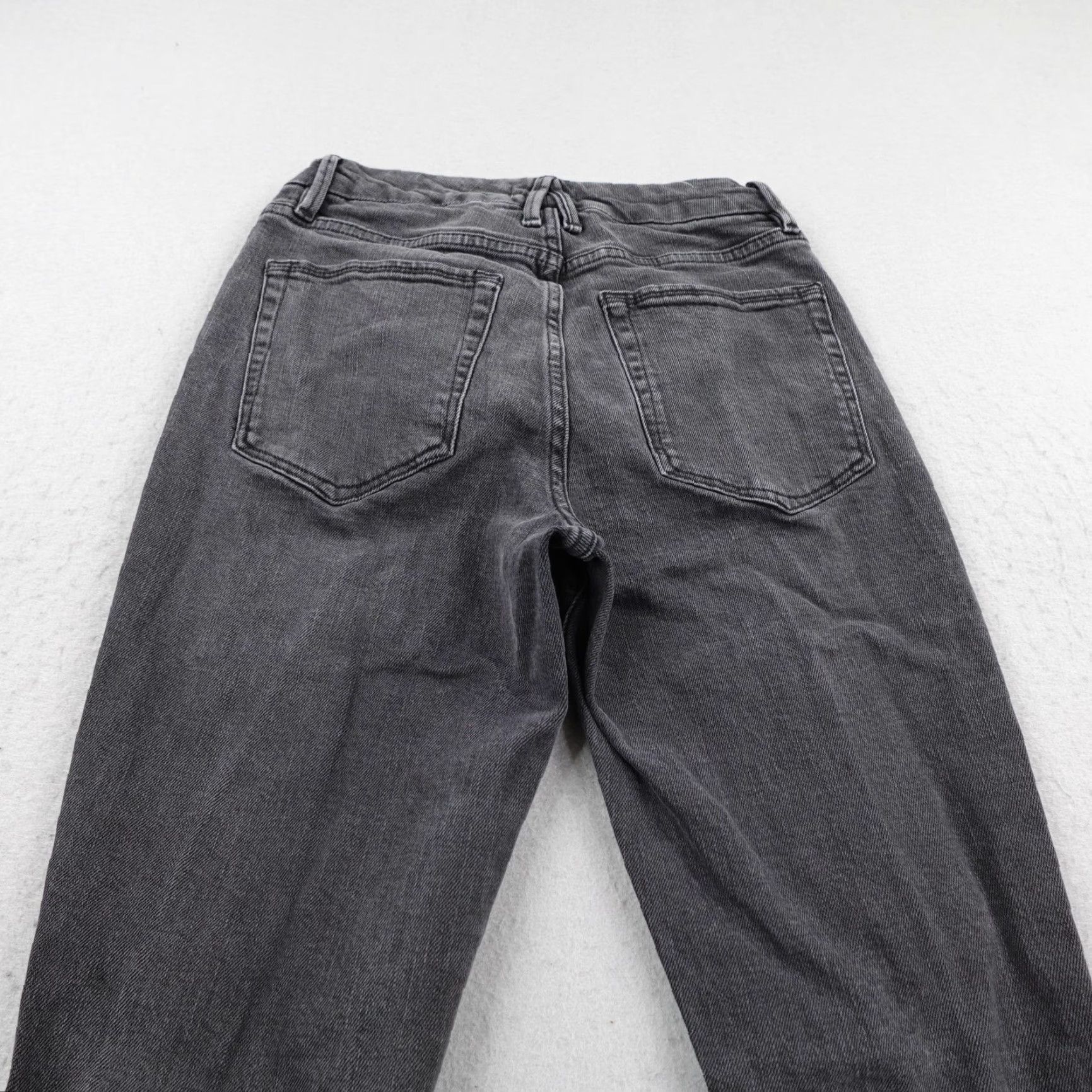 Good American Good American Jeans Women Gray Denim Straight Leg Distressed Stretch Flex 4/27 Slim Inseam 27.5 in Pocket Zip Size 27" / US 4 / IT 40 - 5 Thumbnail