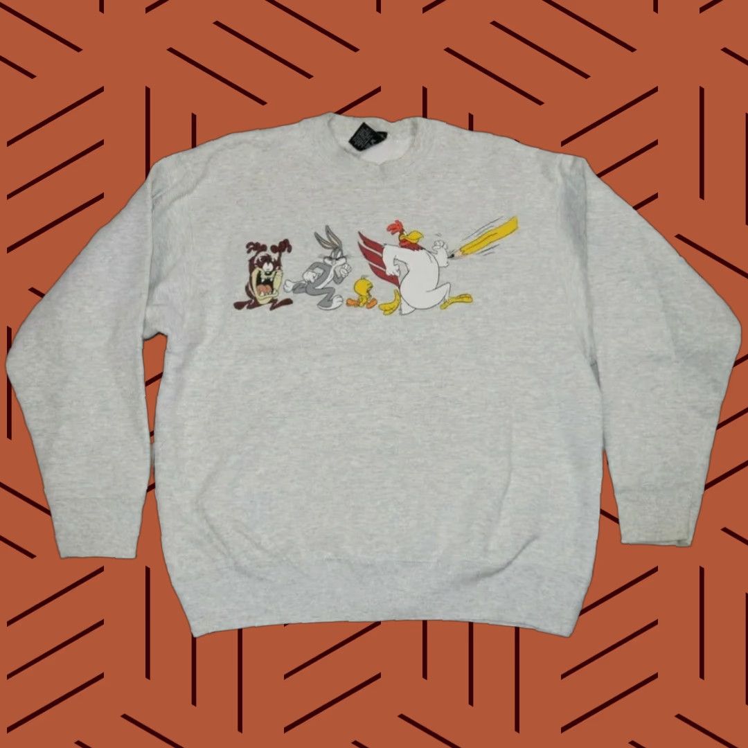 Vintage VINTAGE WARNER BROS LOONEY TUNES GRAPHIC SWEATSHIRT CREWNECK MEN'S SIZE L HEATHER GREY 90s Size US L / EU 52-54 / 3 - 1 Thumbnail