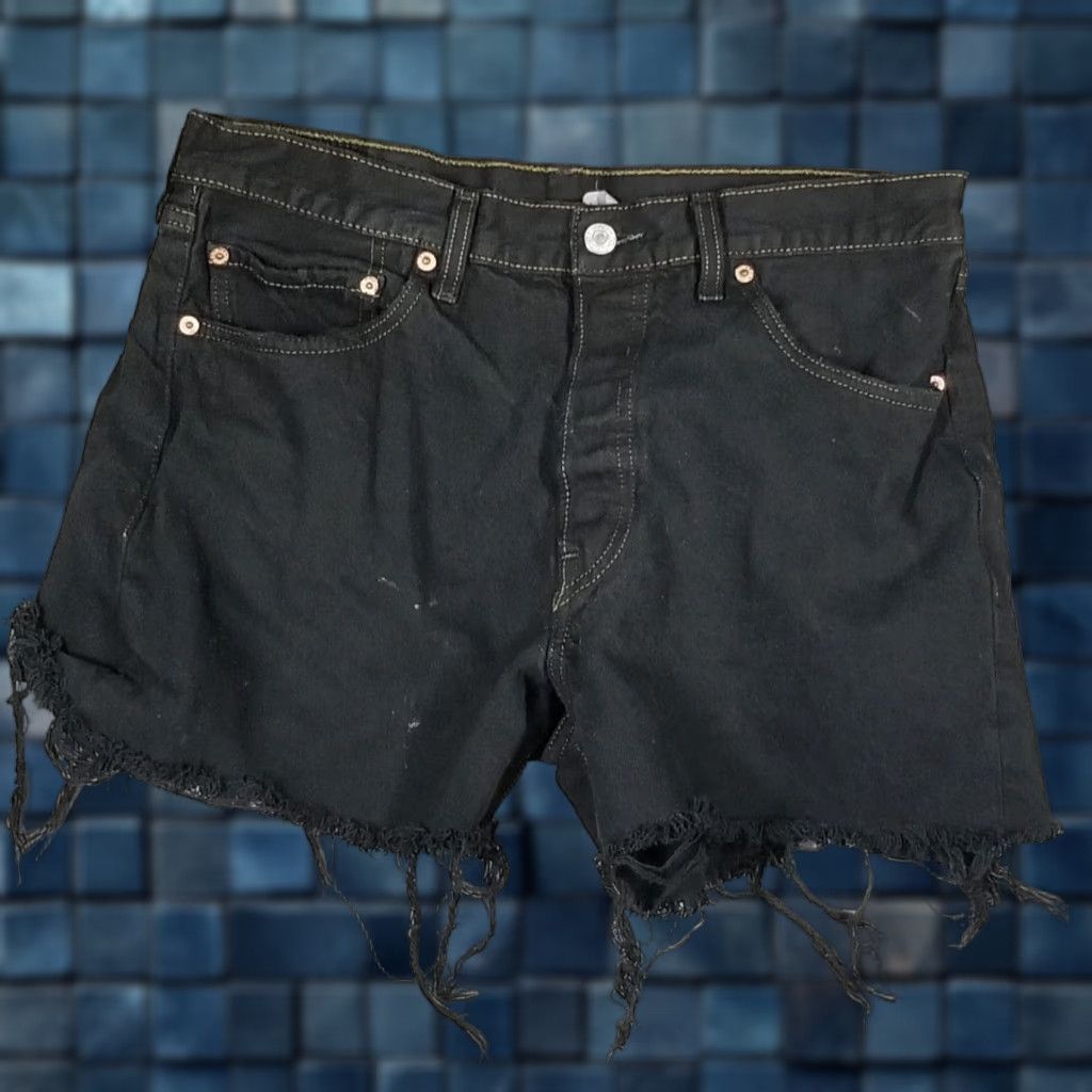 Levi's Levi's 501 Denim Shorts Womens 32 Black Button Fly Cut-Off Distressed Grunge - Vintage? No Size 24" / US 00 / IT 34 - 1 Thumbnail