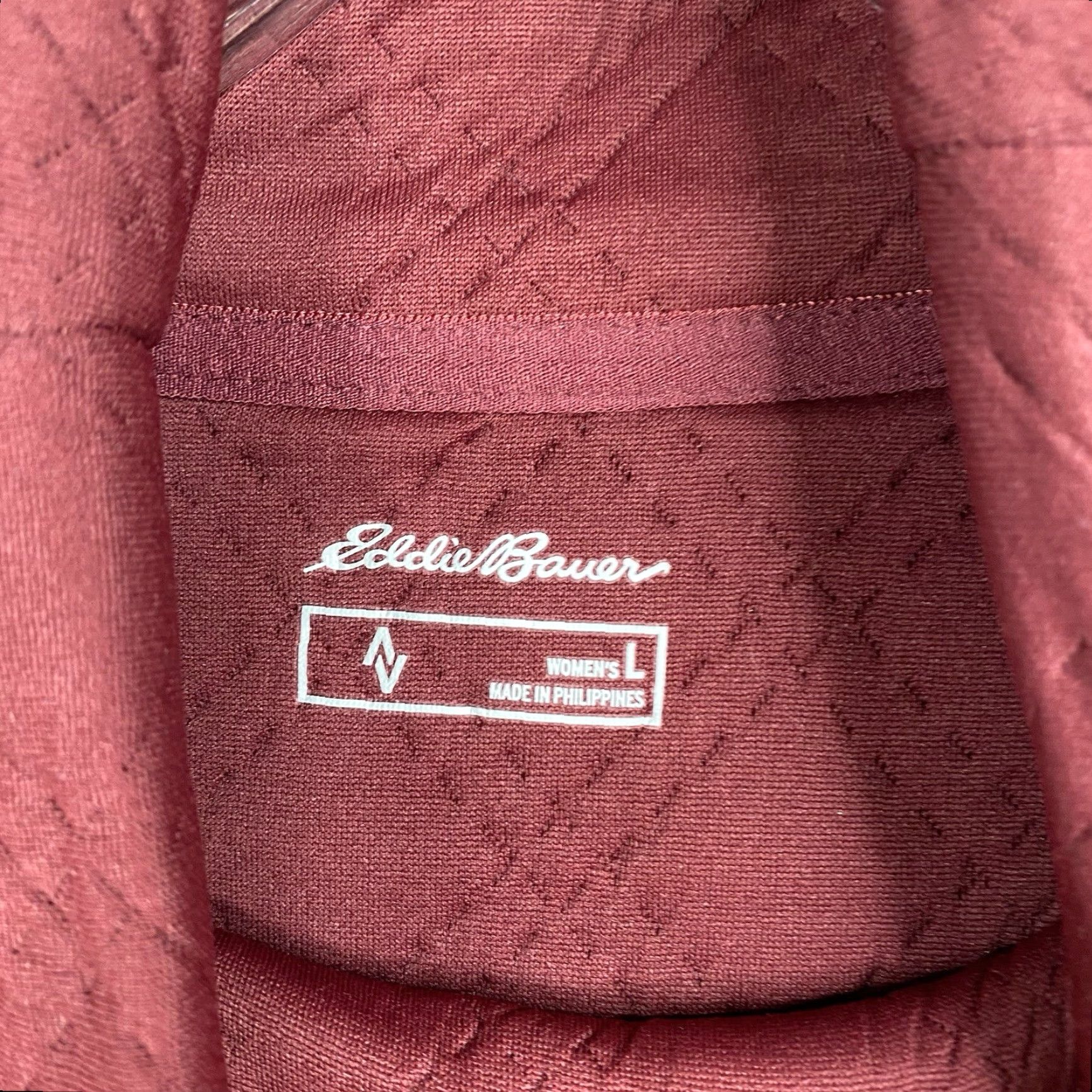 Eddie Bauer Eddie Bauer Sweater Women L Ascents Burgundy Quilted Pullover Mock Neck Top Size L / US 10 / IT 46 - 3 Thumbnail