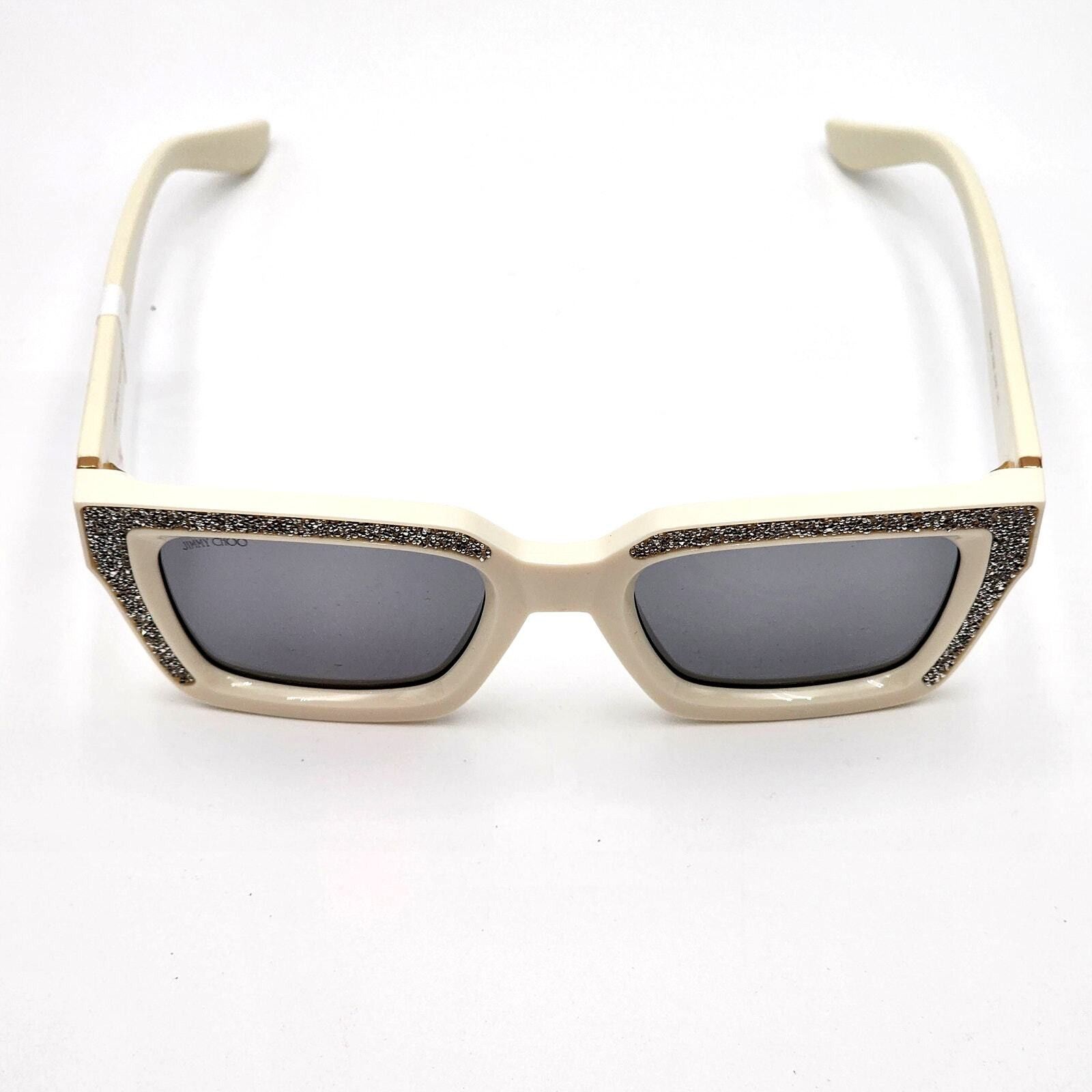 Jimmy Choo Jimmy Choo 51MM Embellished White/Ivory Rectangle Sunglasses Size ONE SIZE - 13 Thumbnail