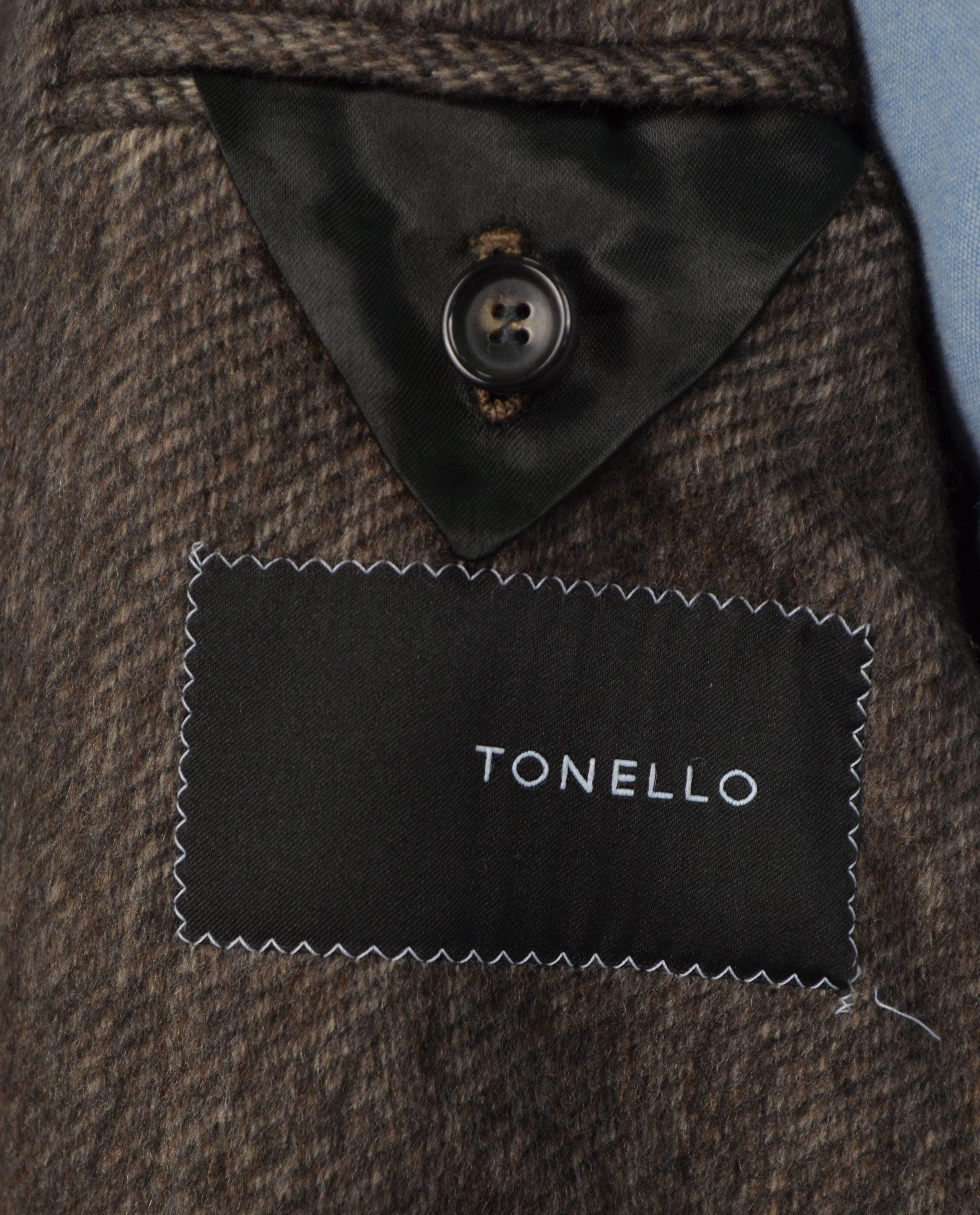 Designer × Tonello Tonello Alpaca Wool Cashmere Herringbone Brown Coat 54/L Size US L / EU 52-54 / 3 - 8 Thumbnail