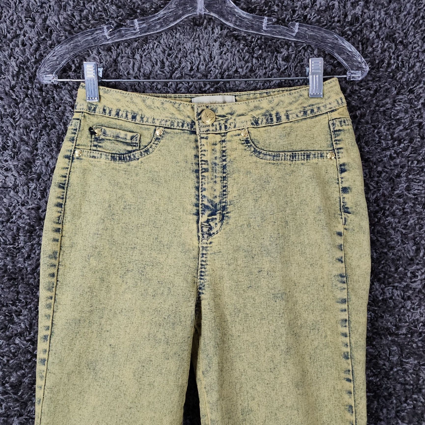 Vintage NICKI MINAJ Womens Jeans Jegging Yellow Acid Wash Stretch Curvy Size 8 26" W 27" Inseam Womens Size 30" / US 8 / IT 44 - 2 Thumbnail