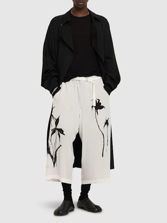 Yohji Yamamoto o1lsvrm0525 Belted Wide silk Pants in White Size US 36 / EU 52 - 4 Thumbnail