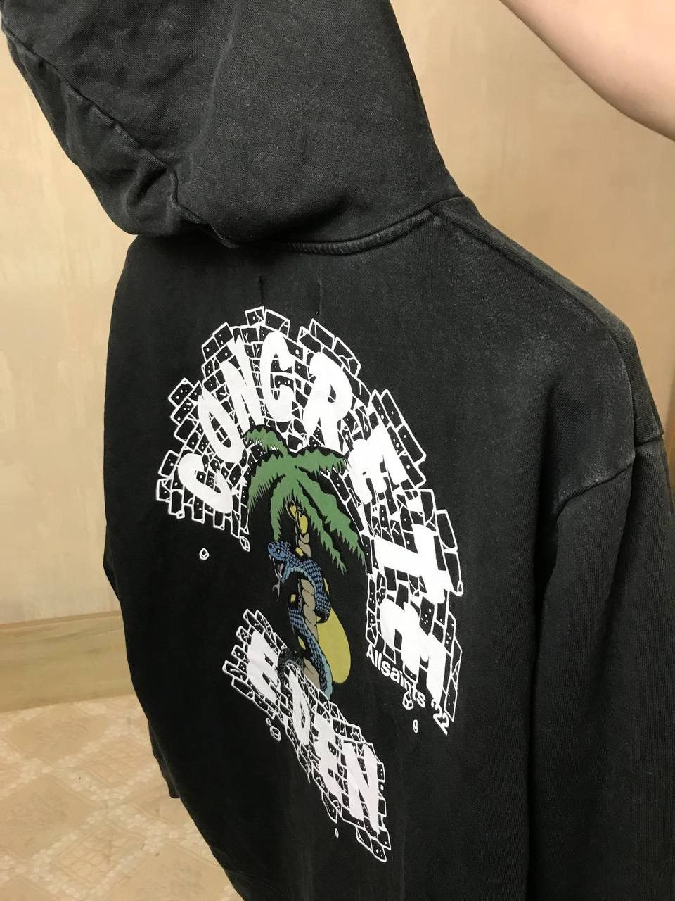 Allsaints 🔥 Allsaints Concrete Eden Washed Graphic Hoodie Sweatshirt Size US M / EU 48-50 / 2 - 11 Thumbnail