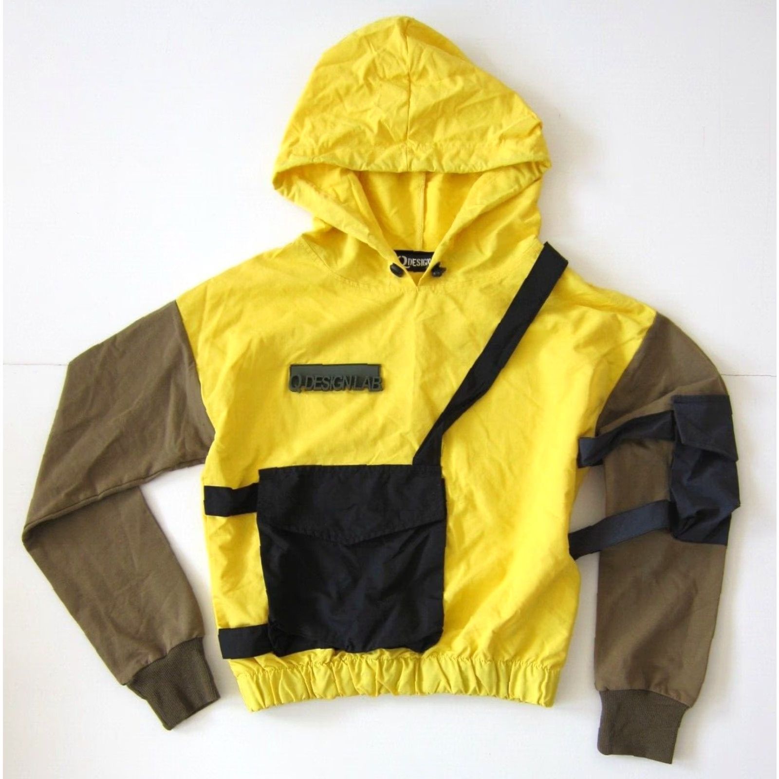 Vintage Q Design Lab Windbreaker Jacket XS Adult Women Yellow Pullover Pocket Cotton Blend 50% XS Size XS / US 0-2 / IT 36-38 - 2 Thumbnail